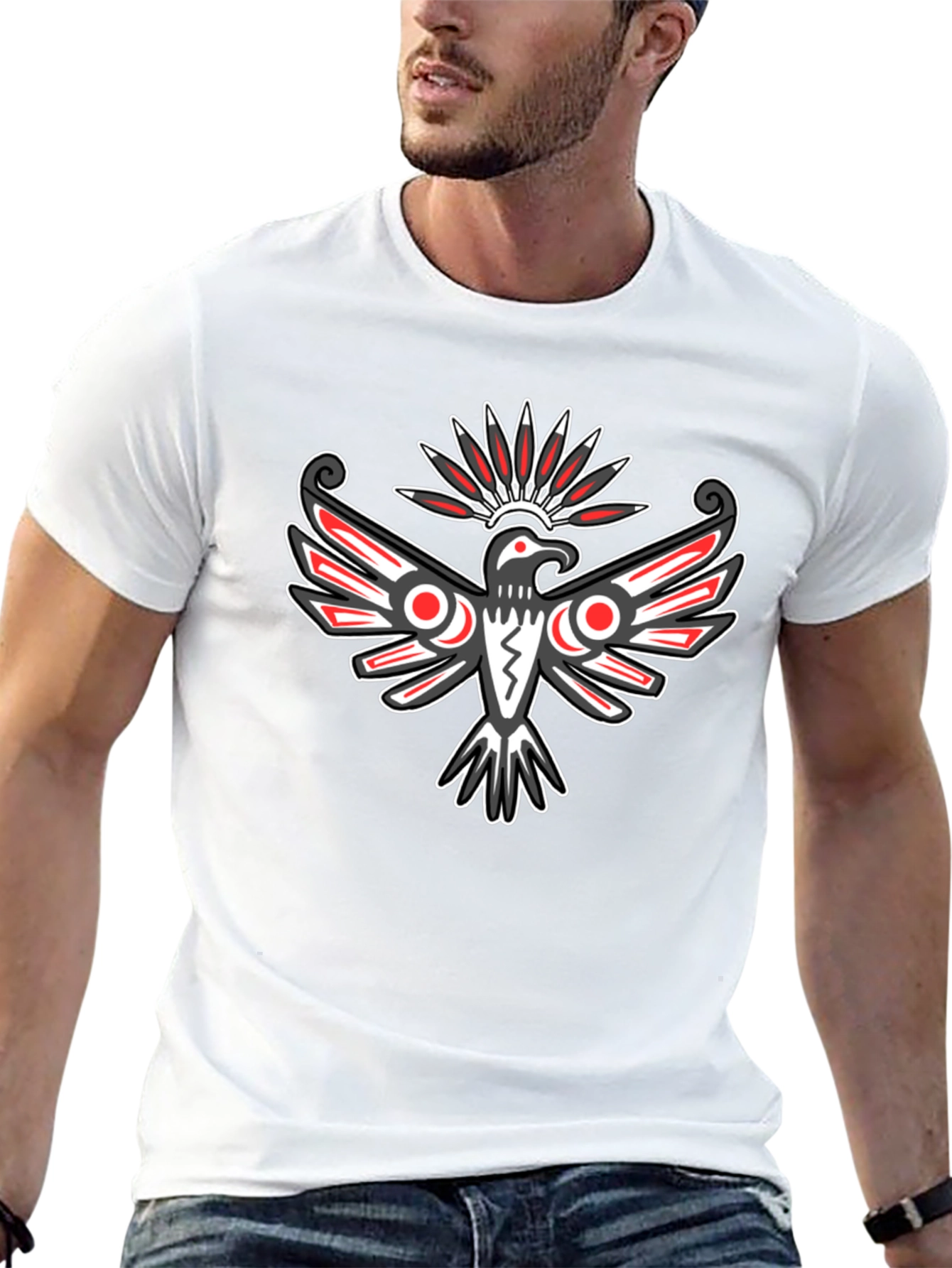 Tribal Eagle Graphic Tee - Bold Black T-Shirt
