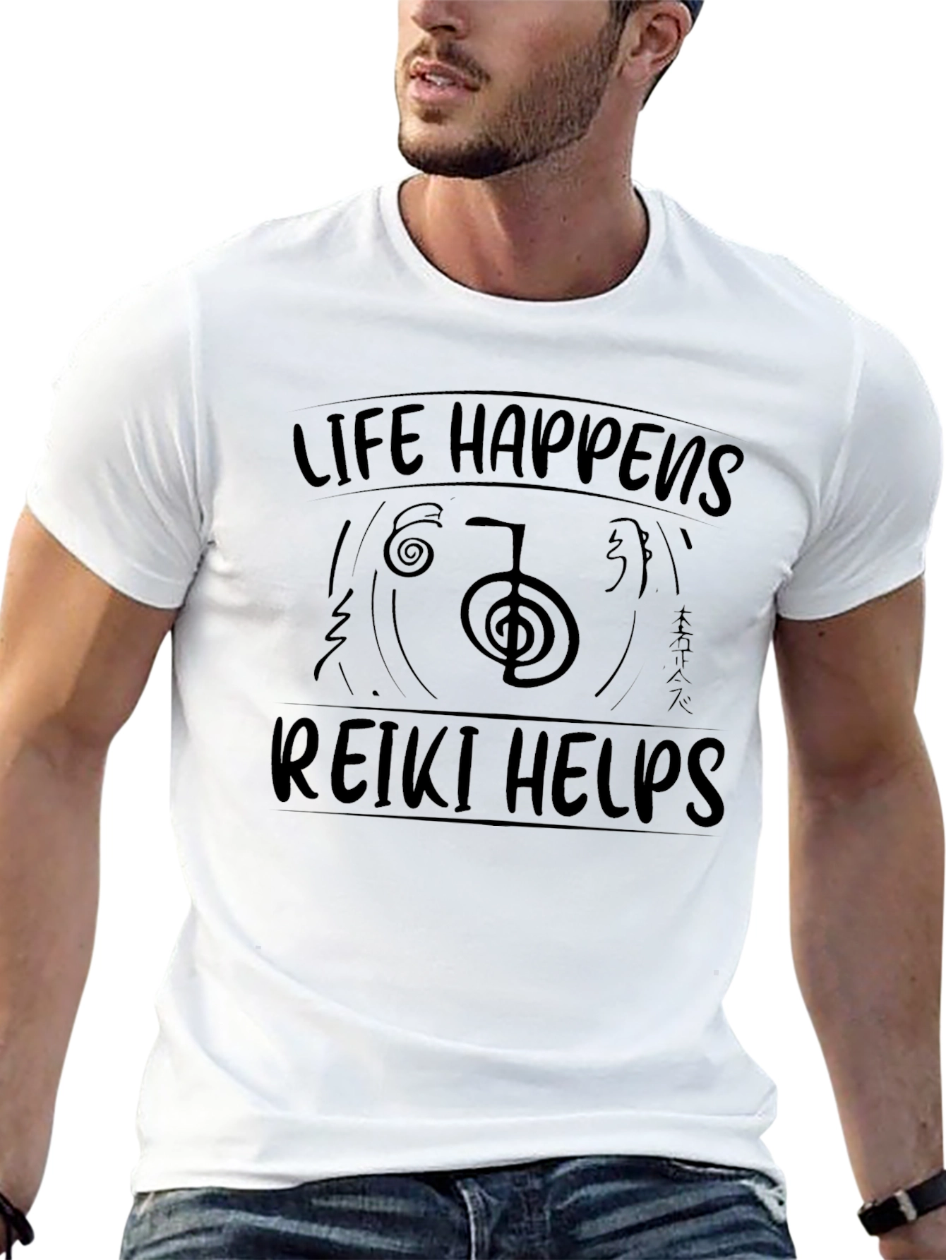 Life Happens Reiki Helps Black T-Shirt
