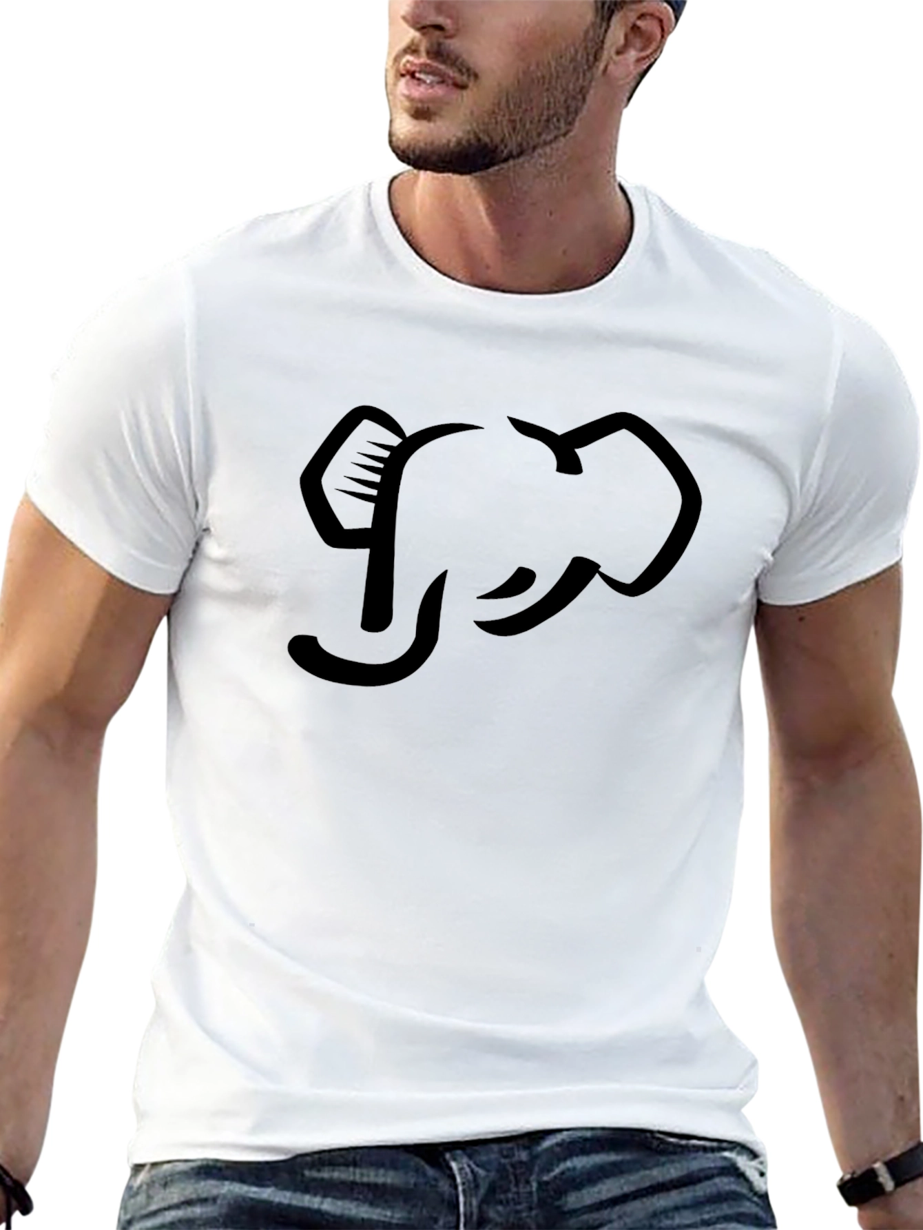 Elephant Outline Graphic Tee - Modern Style