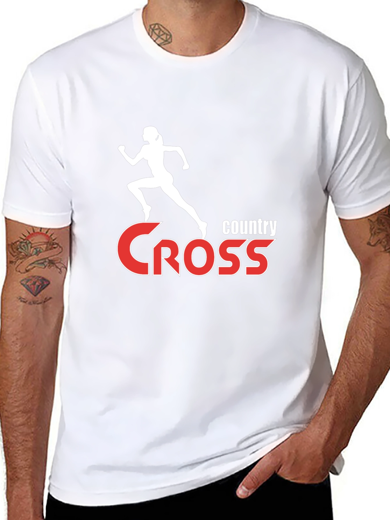 Country Cross T-Shirt: Running Silhouette Design