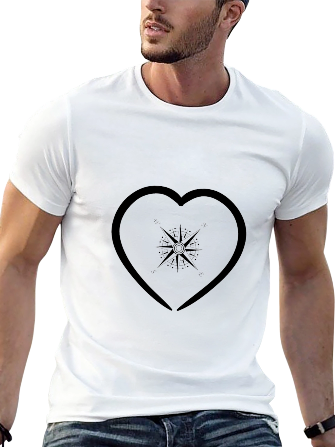Compass Heart Graphic Tee - Mens Black T-Shirt