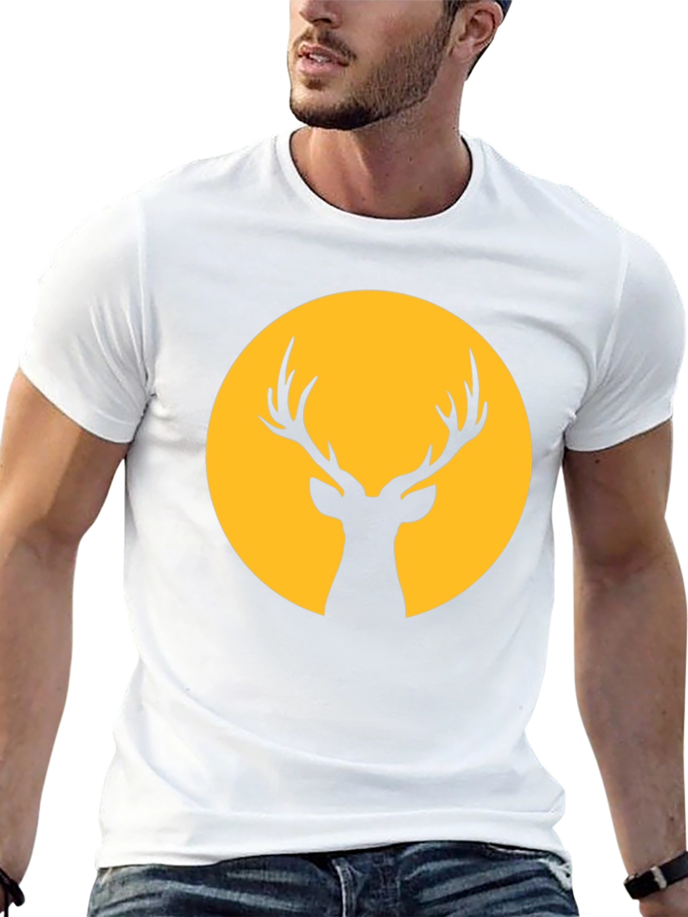 Deer Silhouette Graphic T-Shirt - Black