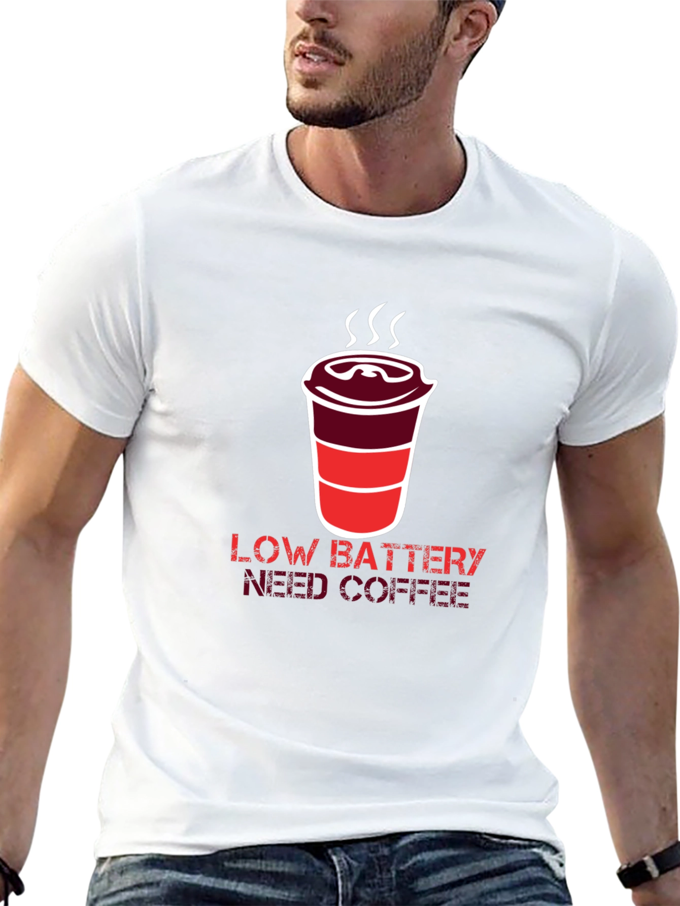 Low Battery Need Coffee Graphic T-Shirt