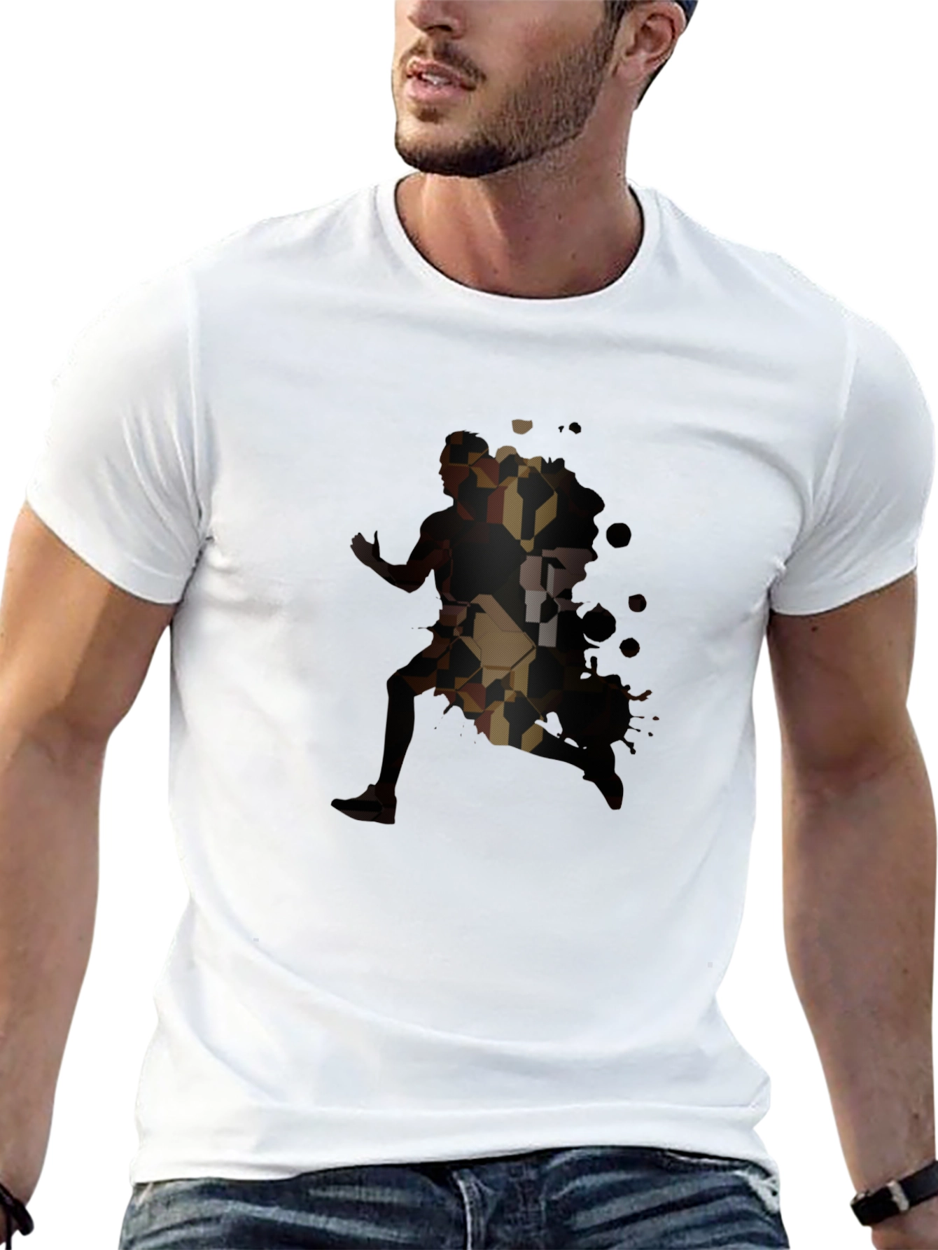 Geometric Runner Graphic Black T-Shirt