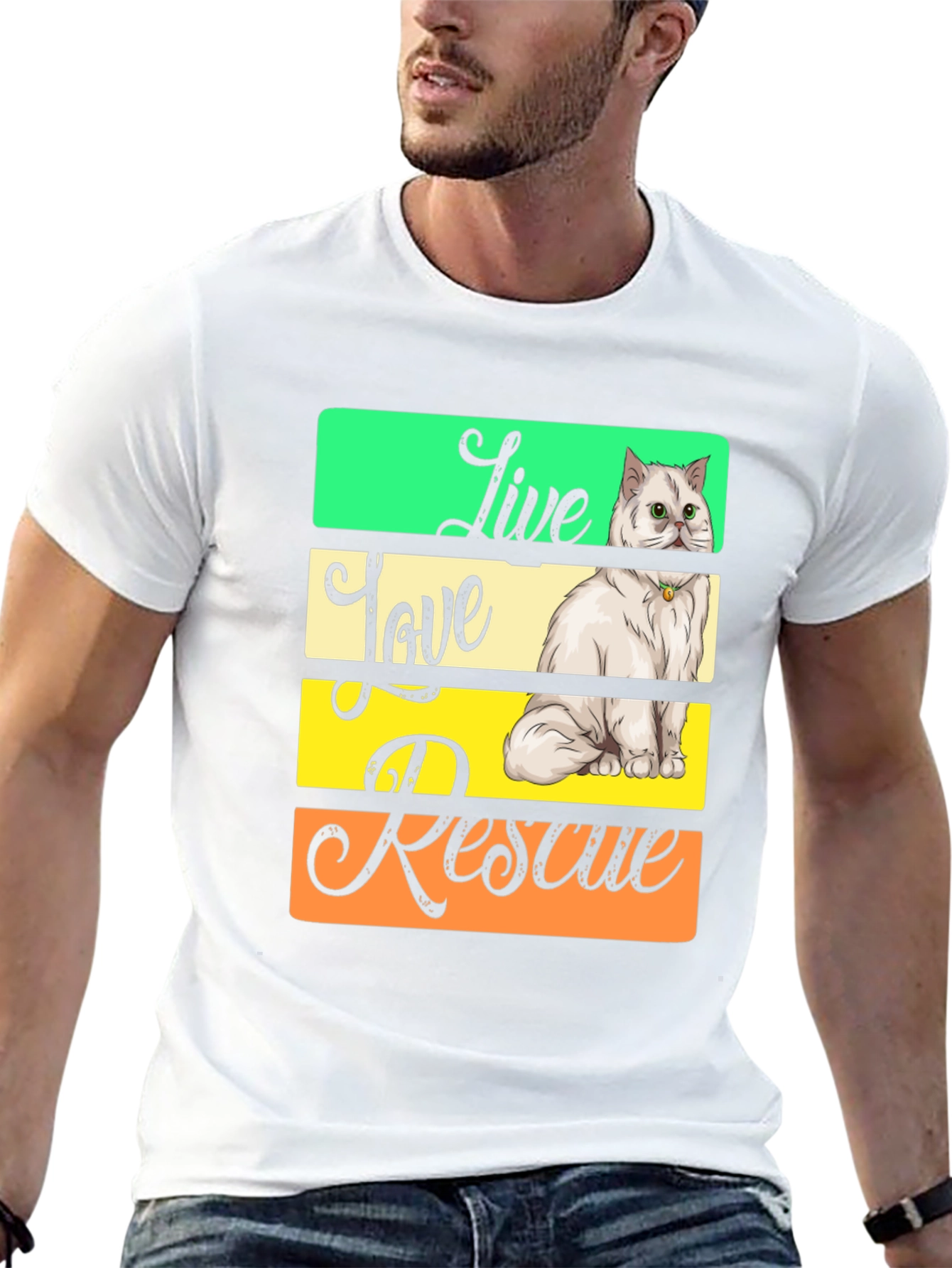 Live Love Rescue Cat Graphic T-Shirt