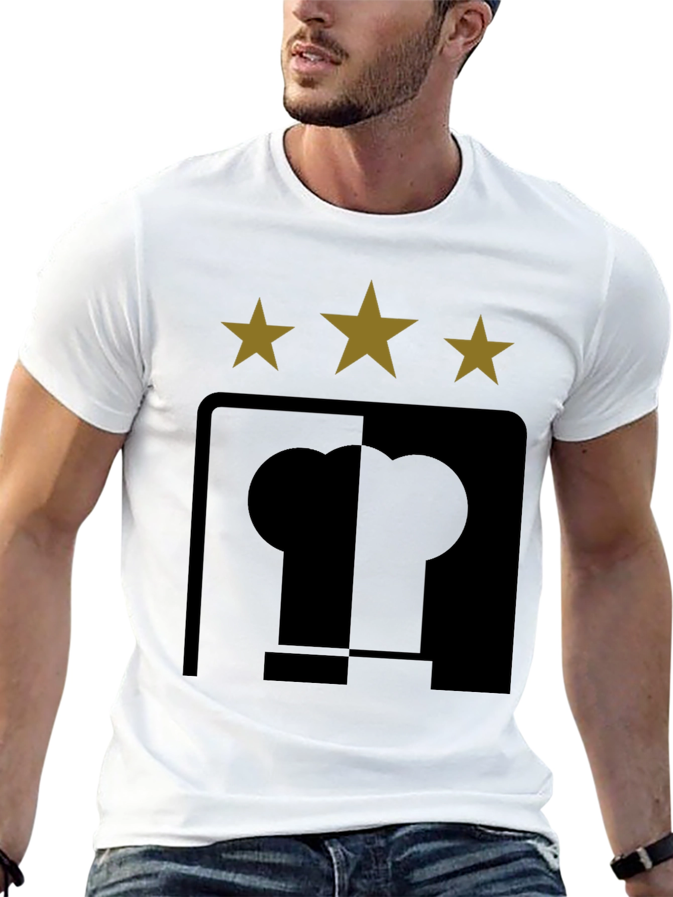 Stylish Black T-Shirt with Unique Star & Symbol Design