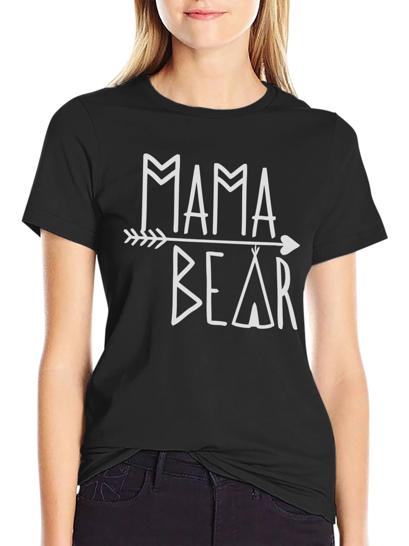 Mama Bear Arrow Graphic Black T-Shirt