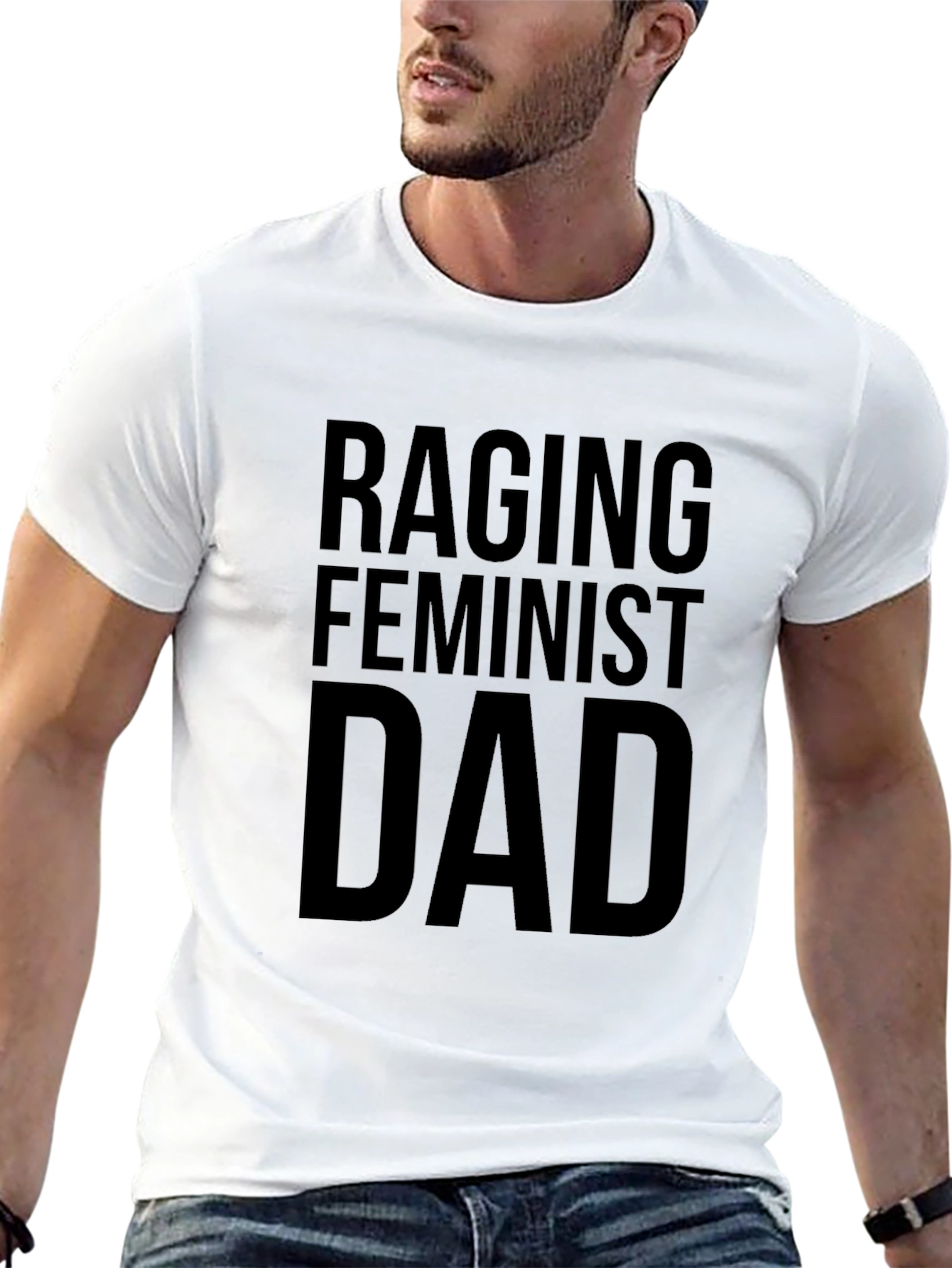 Raging Feminist Dad Black Graphic T-Shirt