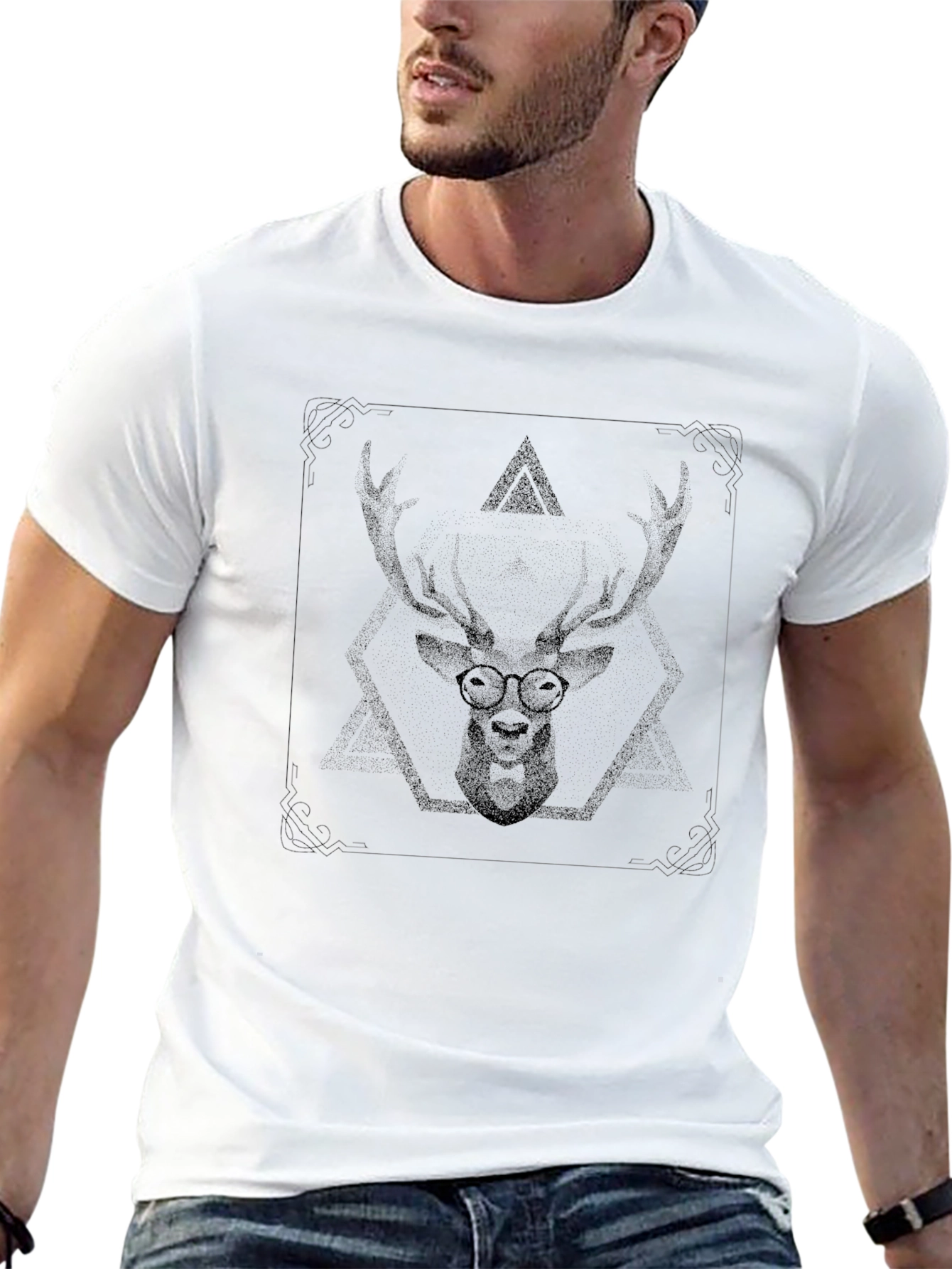 Mens Black Deer Graphic Tee