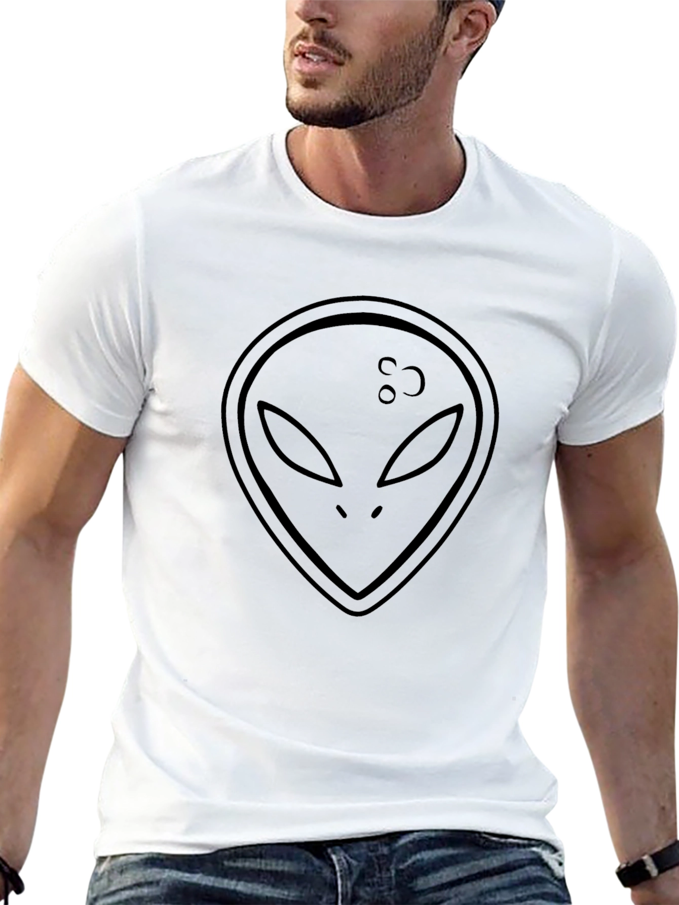 Alien Head Graphic T-Shirt - Black