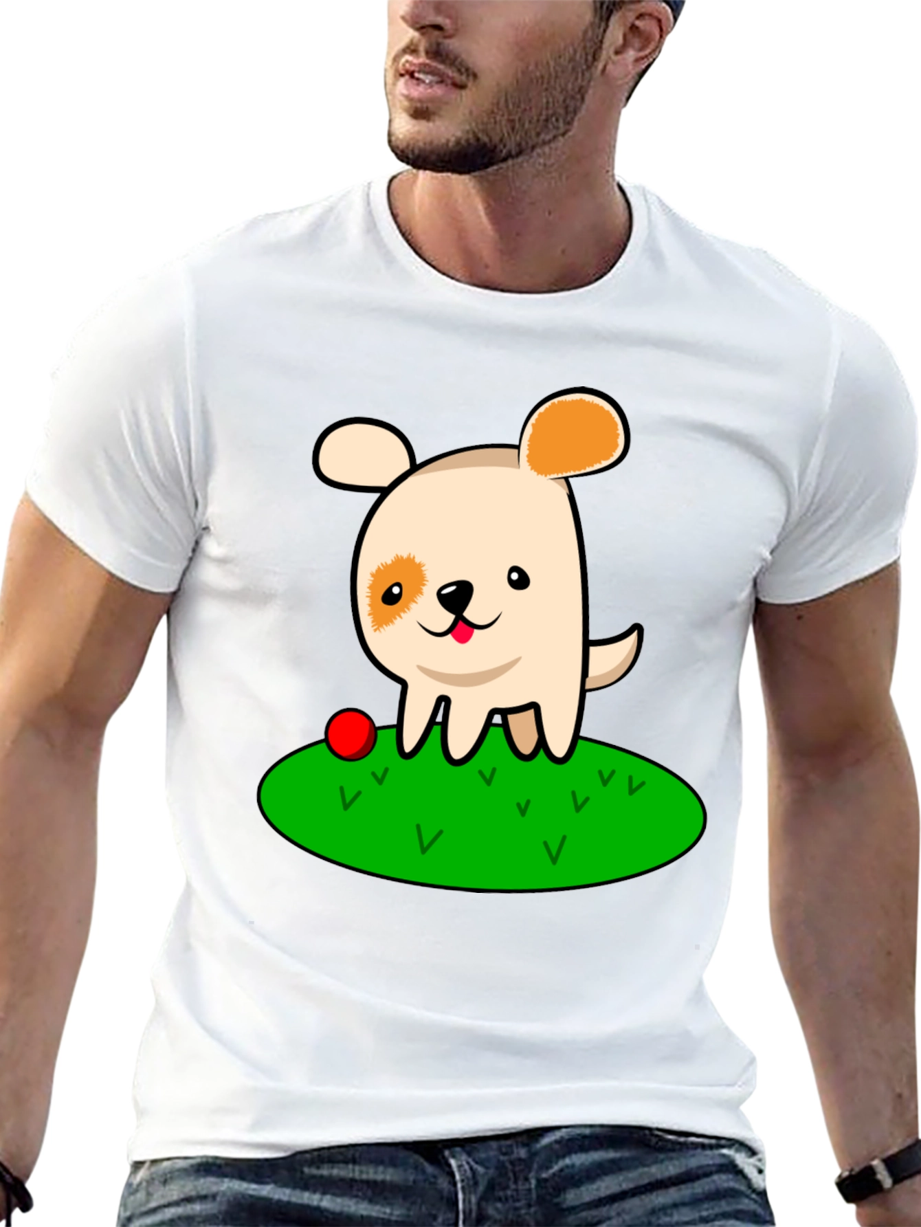 Cartoon Dog Black T-Shirt
