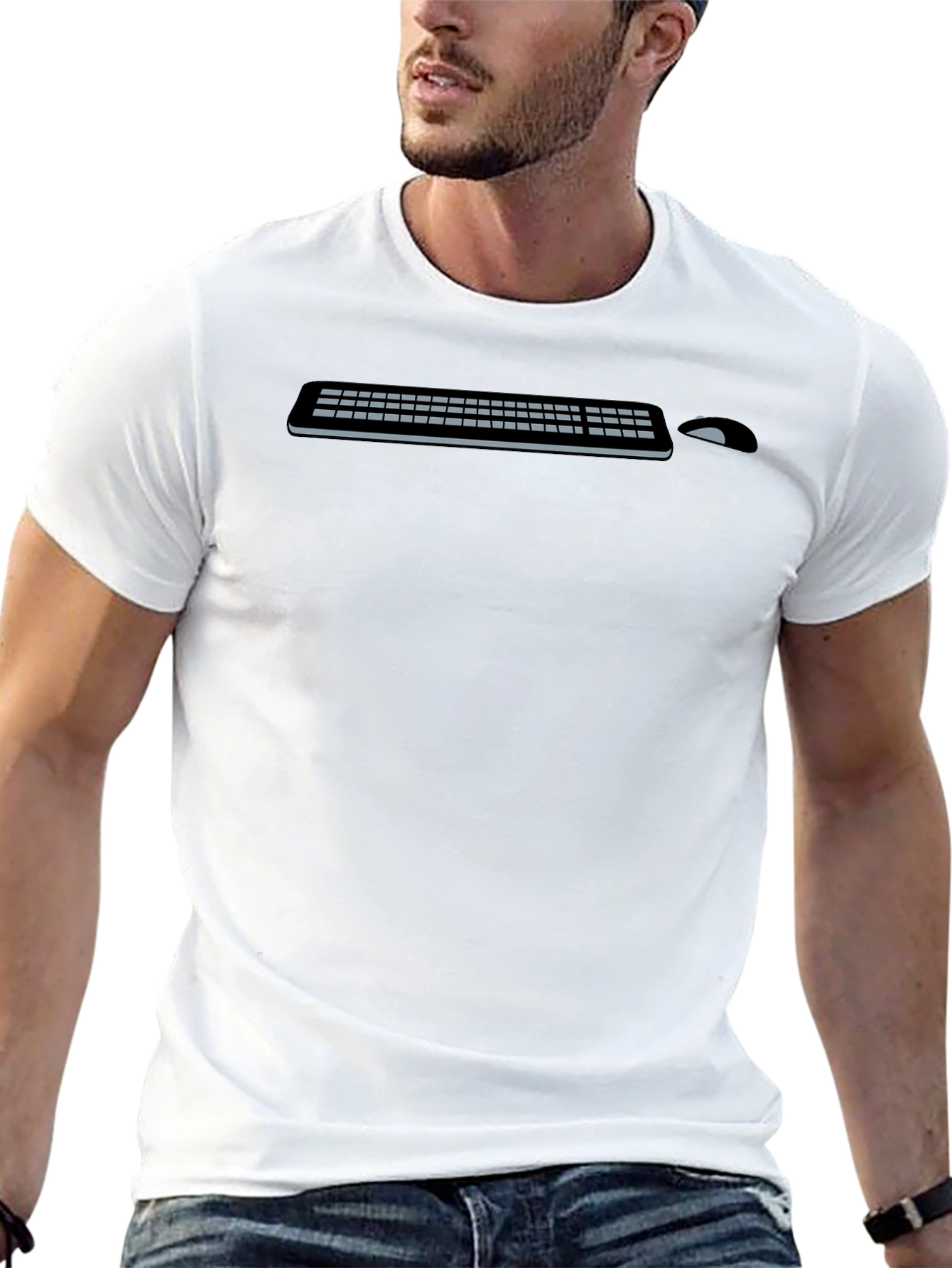 Black Keyboard Mouse Graphic Tee - Geek Chic T-Shirt