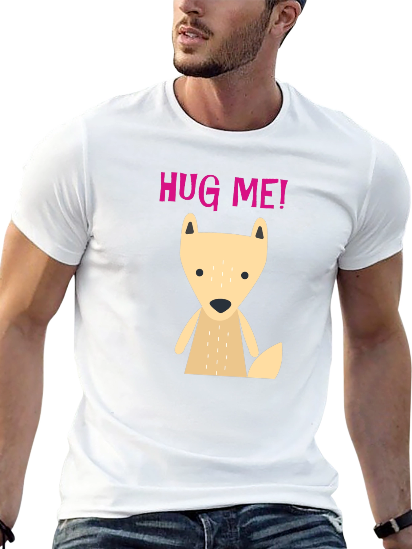 Cute Cartoon Fox Hug Me! Graphic T-Shirt