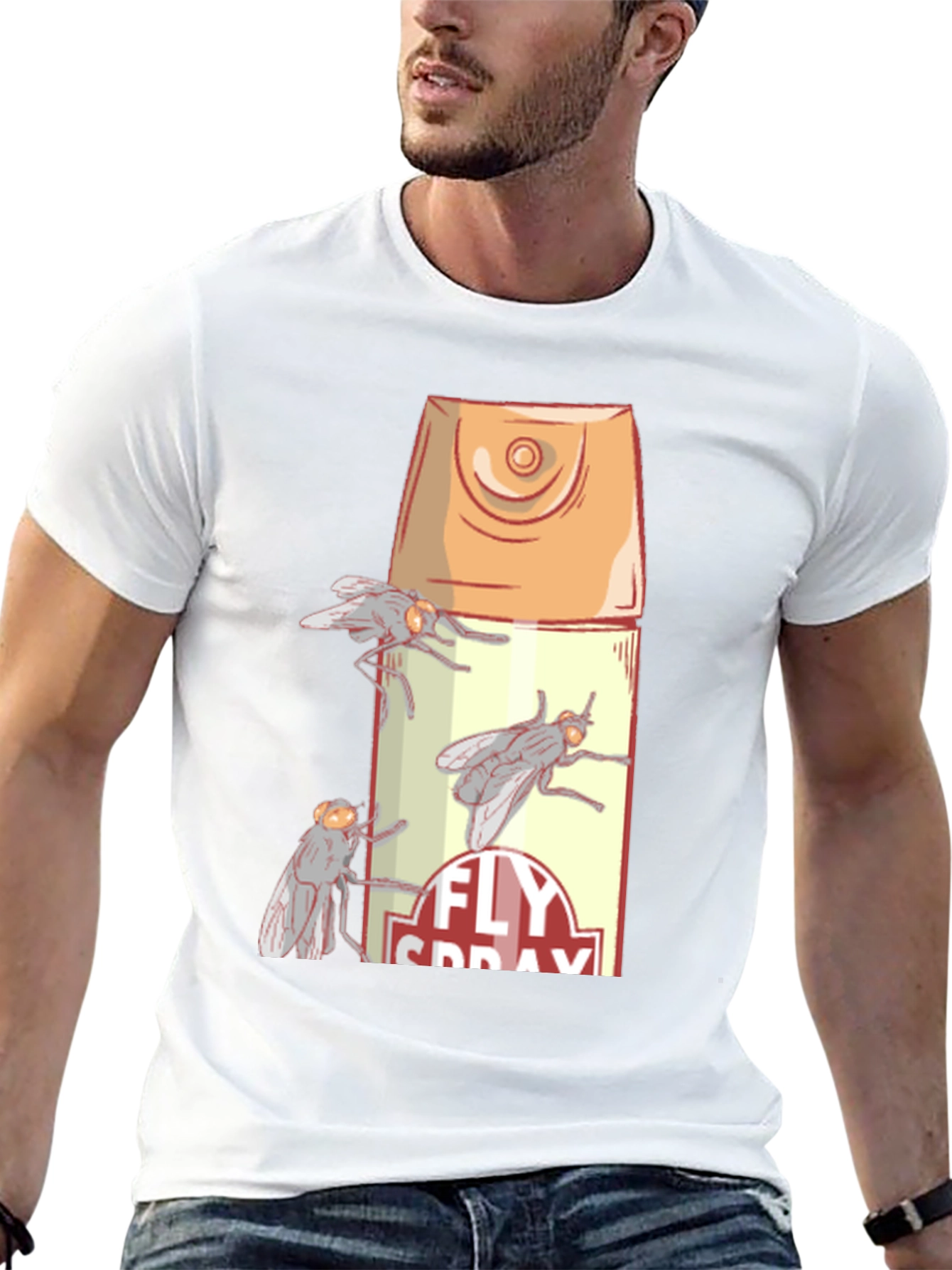 Fly Spray Graphic T-Shirt - Novelty Insect Design