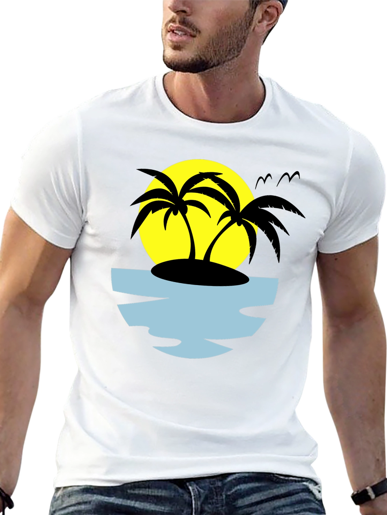 Tropical Palm Tree Island Graphic Tee