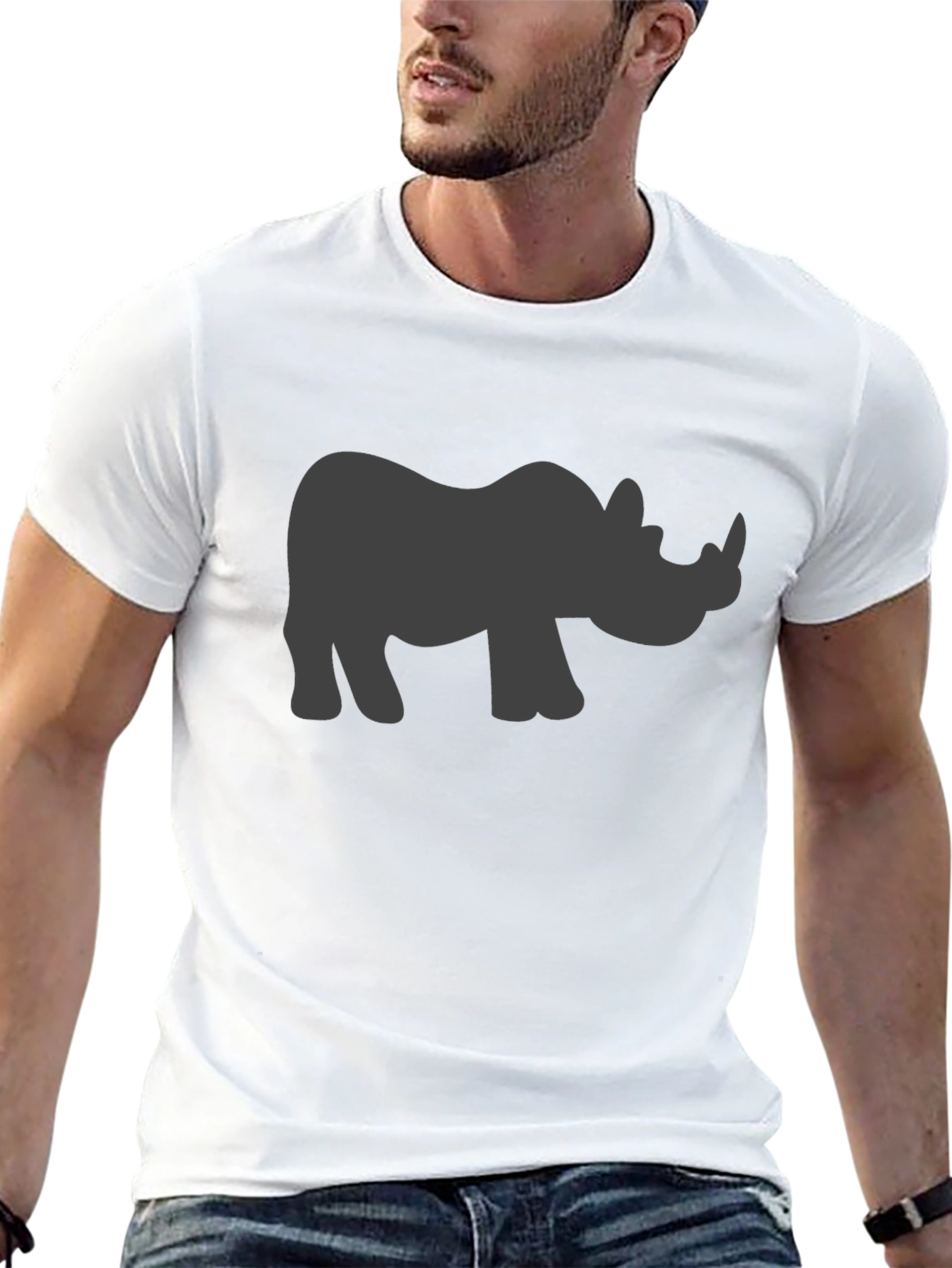 Rhino Silhouette Graphic Tee - Black