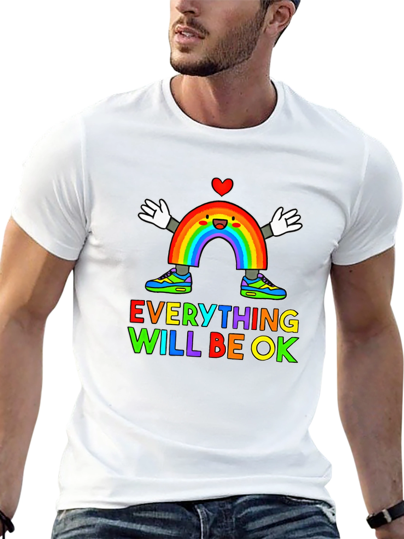 Everything Will Be Ok Rainbow Graphic T-Shirt