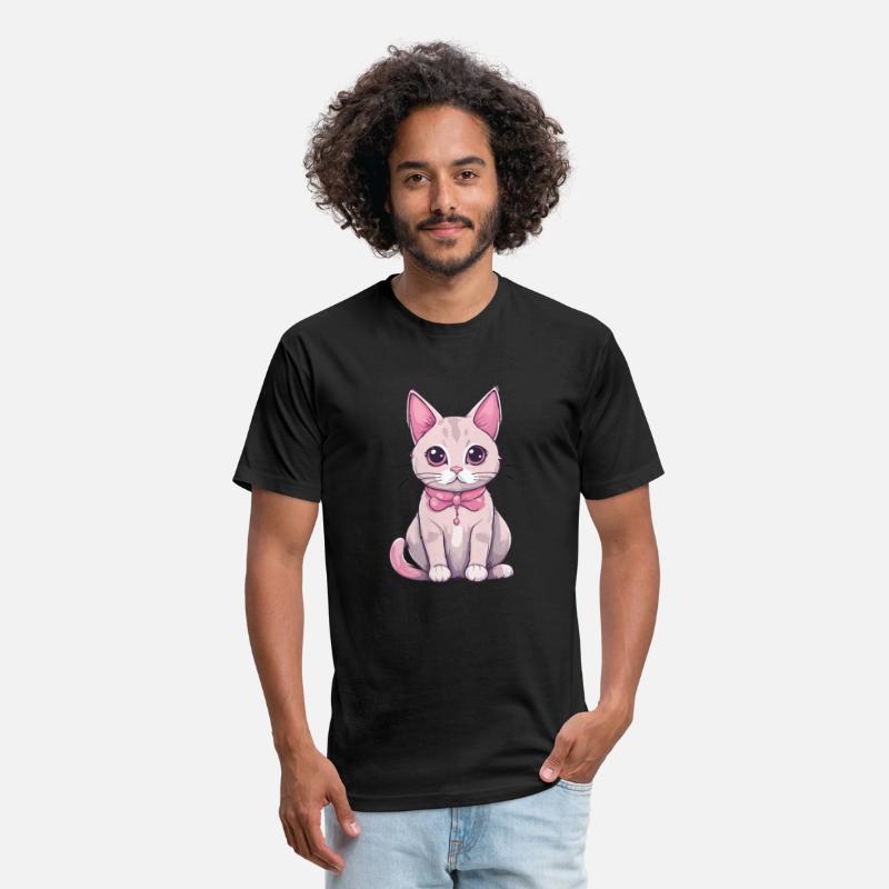 Kawaii cat with pink paws and whisker