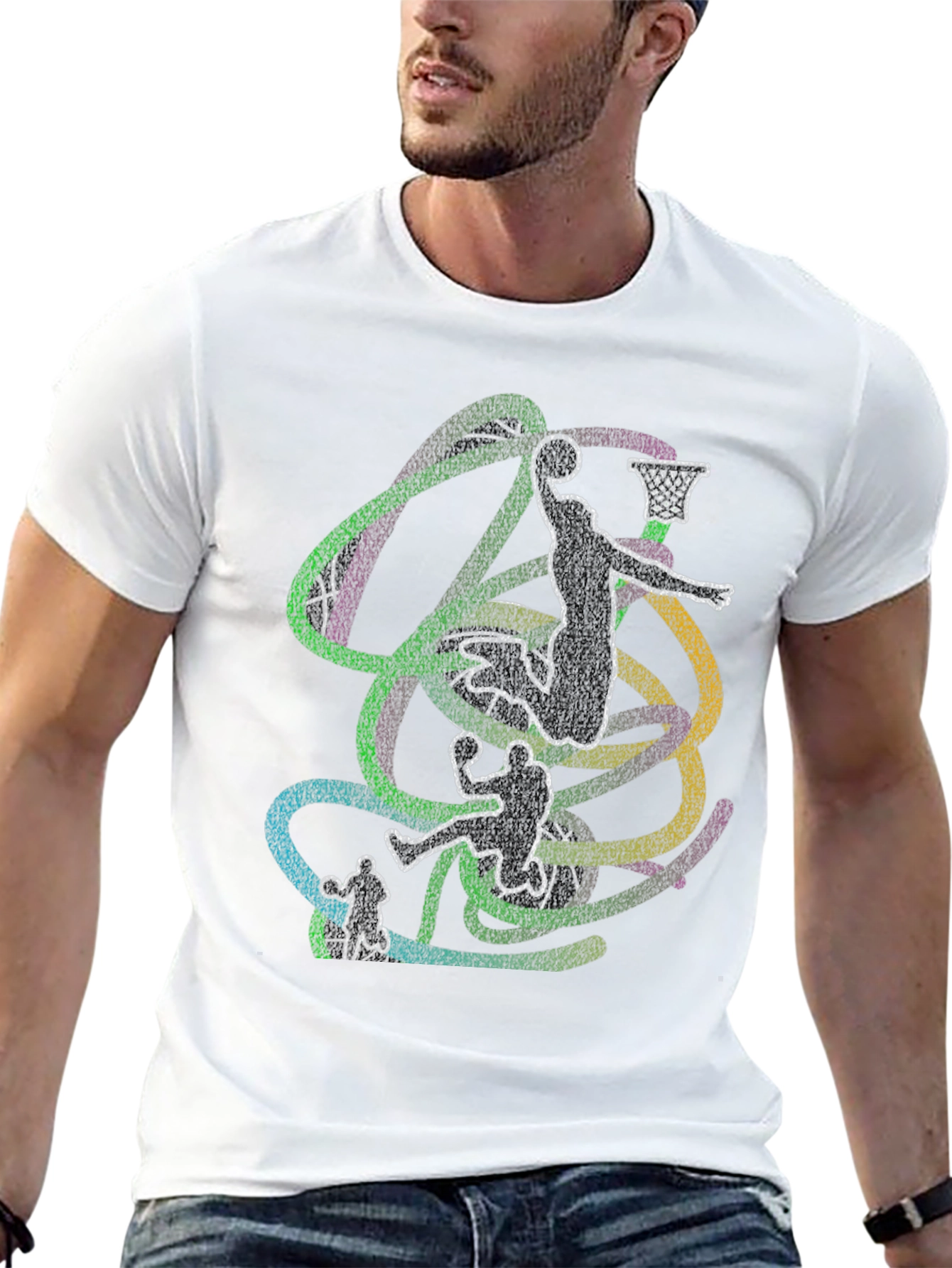 Abstract Basketball Player Graphic Tee