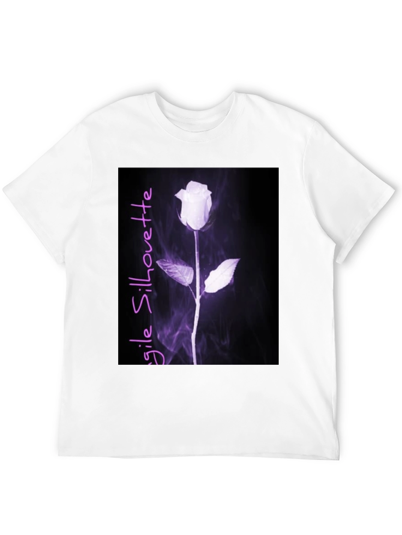 Fragile Silhouette Rose Graphic Tee - Black