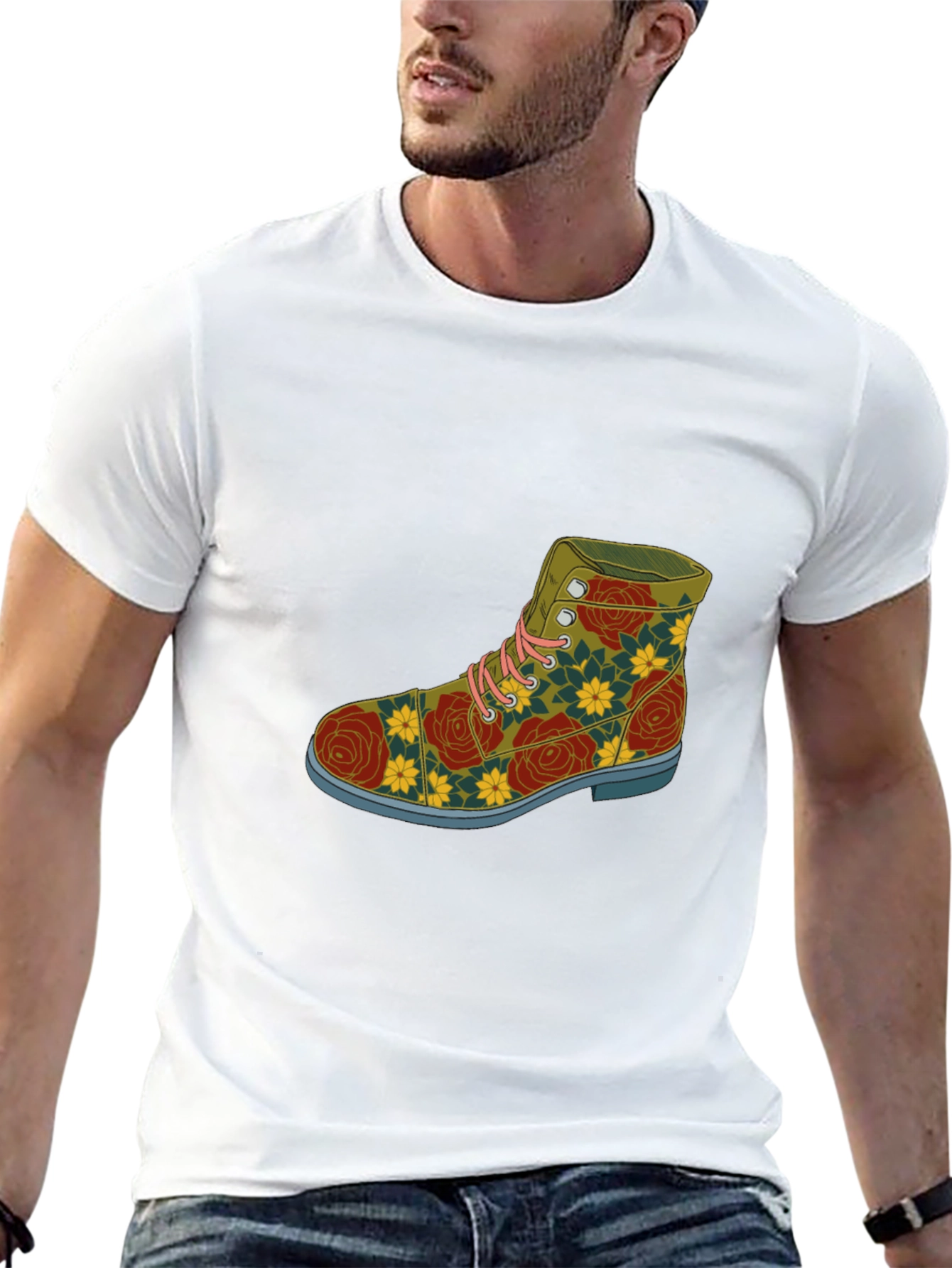 Floral Boot Graphic Tee - Unique Fashion Statement