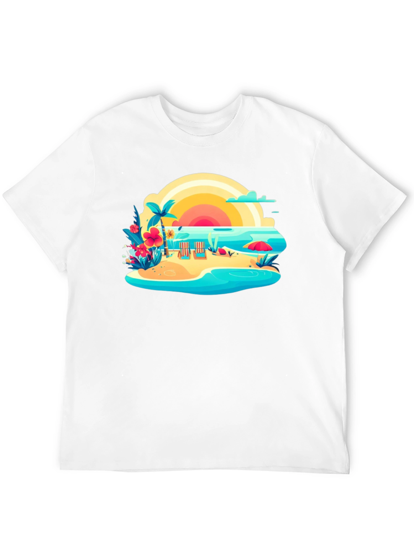Tropical Beach Graphic Tee - Summer Vibes