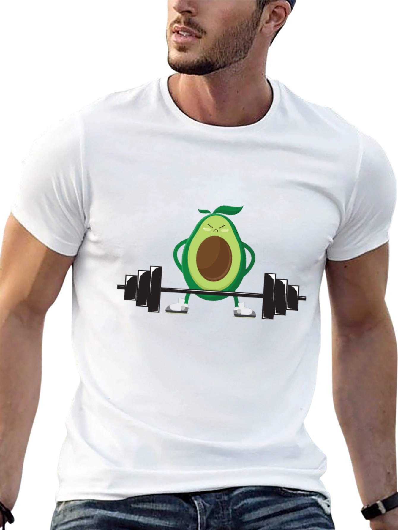 Avocado Lifting Weights Graphic Tee - Black Cotton Shirt