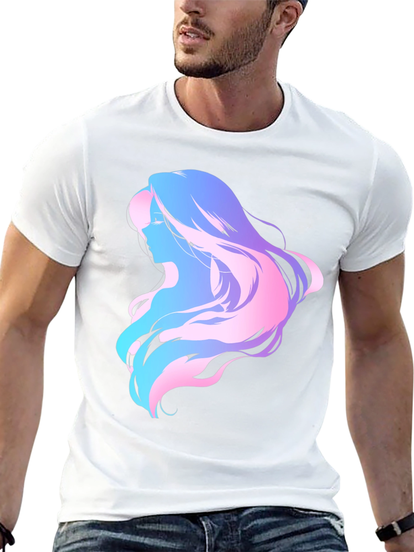 Abstract Woman Graphic Tee - Black Cotton Comfort