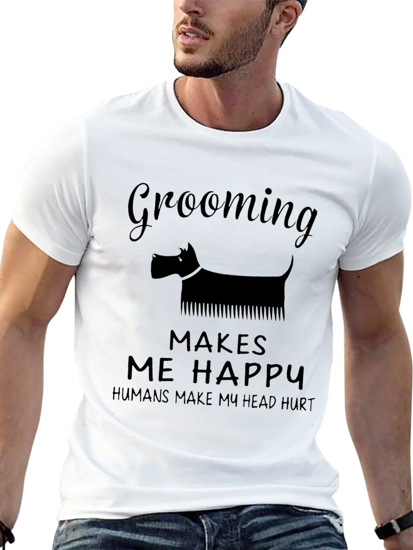 Grooming Makes Me Happy Black T-Shirt
