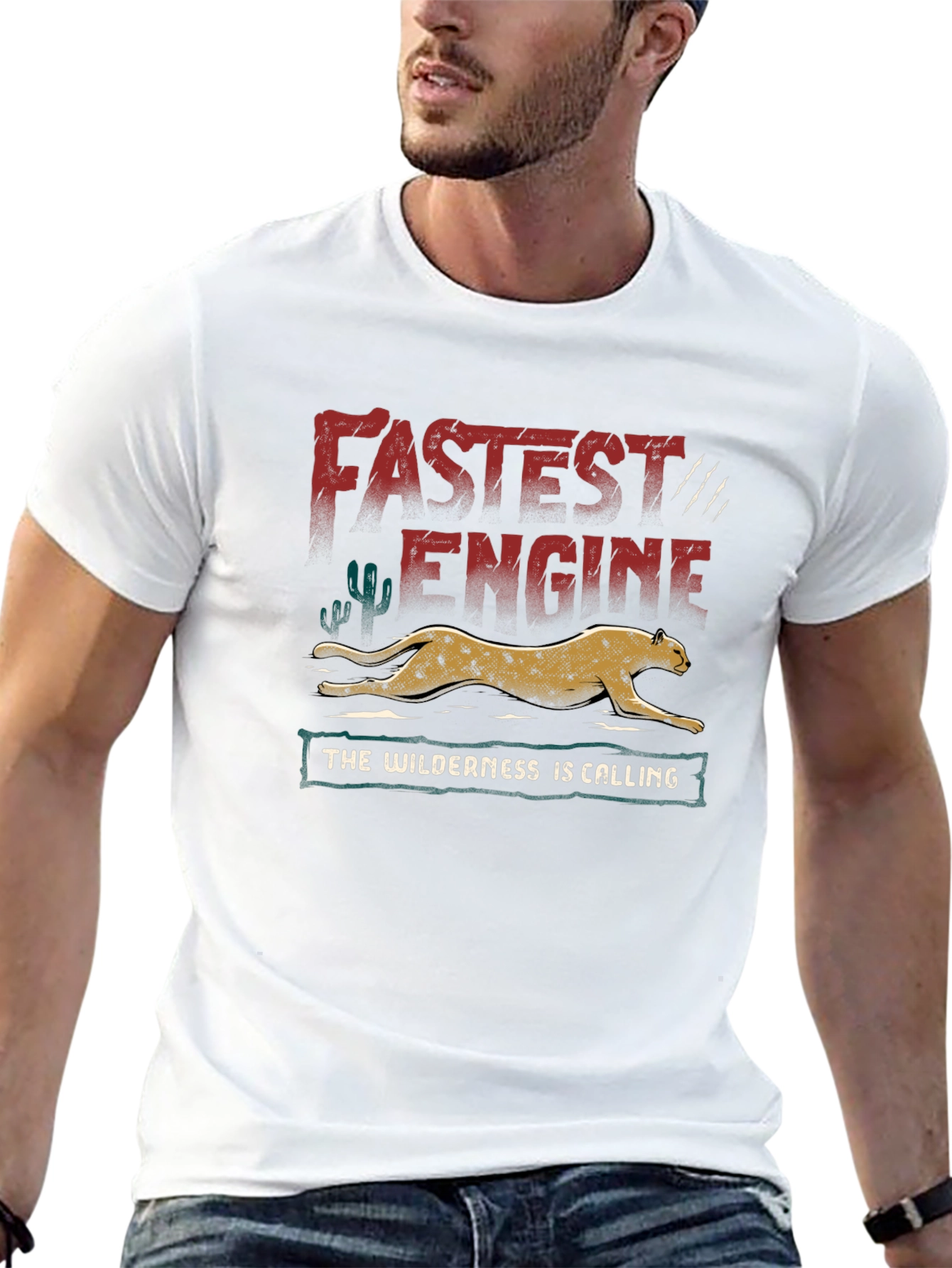 Fastest Engine Cheetah Graphic T-Shirt
