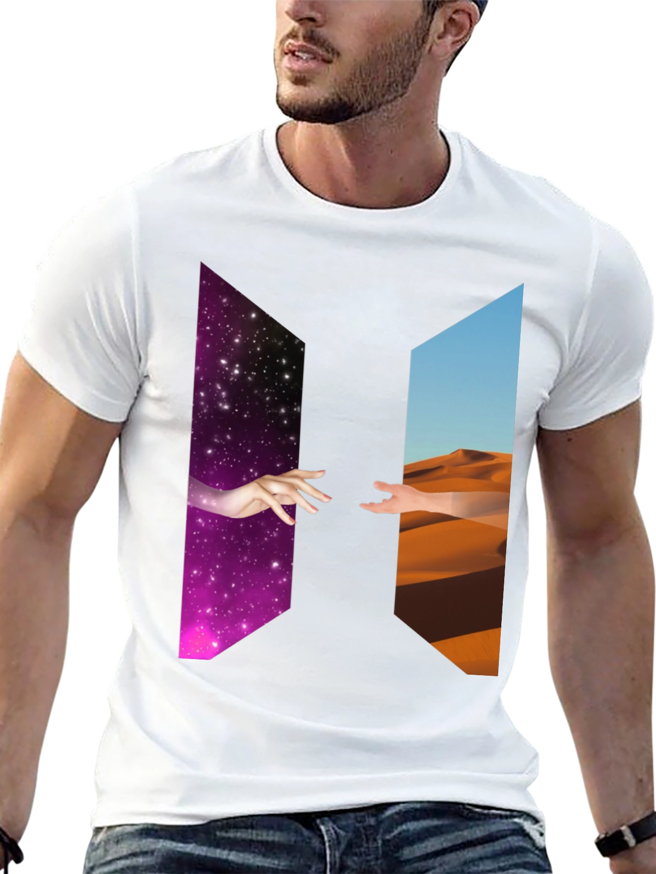 Cosmic Desert Graphic Tee - Black Cotton T-Shirt