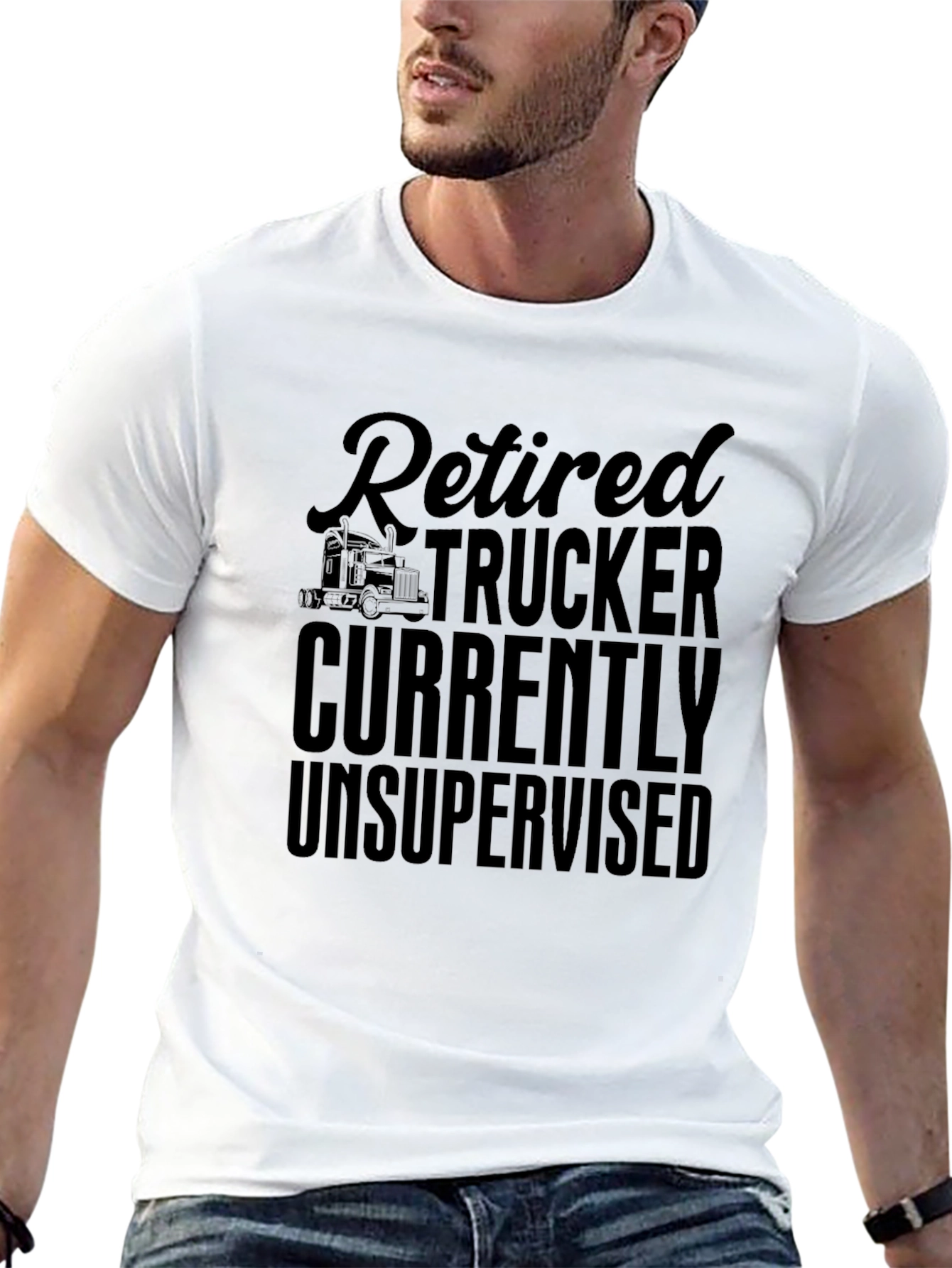 Retired Trucker Novelty Graphic T-Shirt