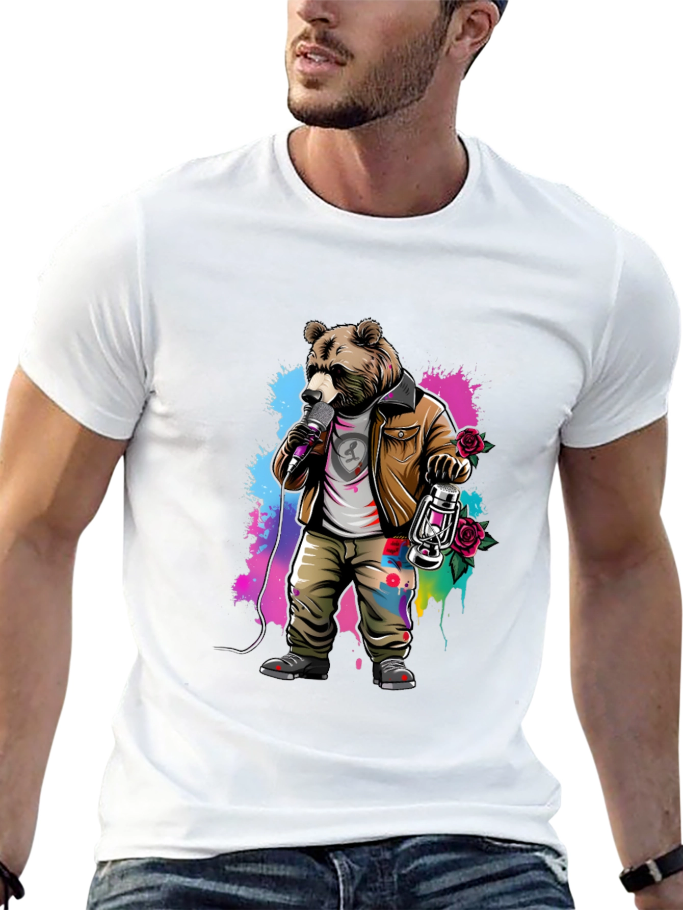 Bear Rockstar Graphic T-Shirt