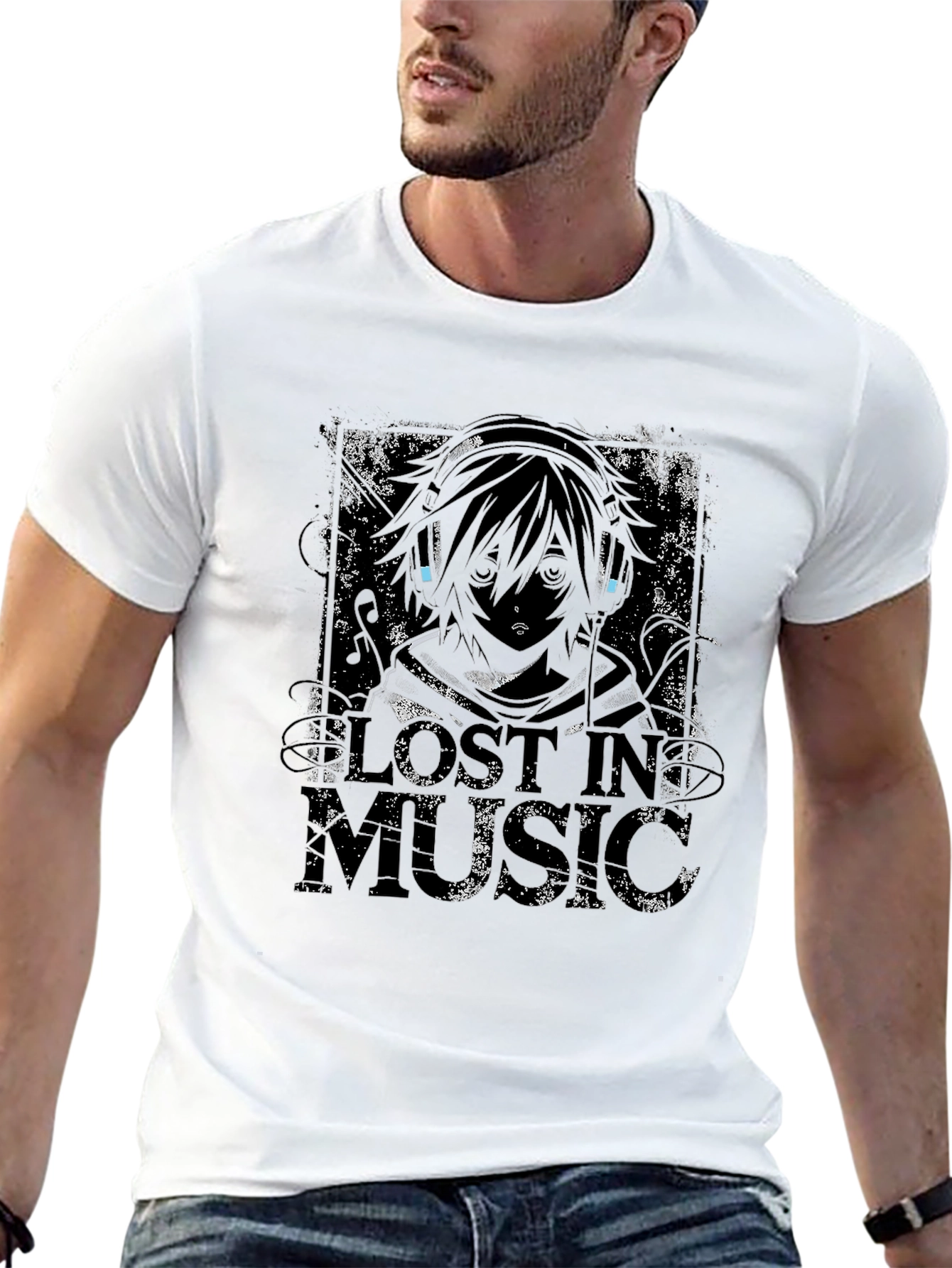 Lost in Music Graphic T-Shirt - Black