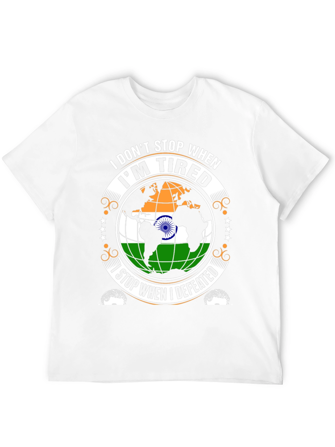 Motivational India Flag T-Shirt - Never Give Up