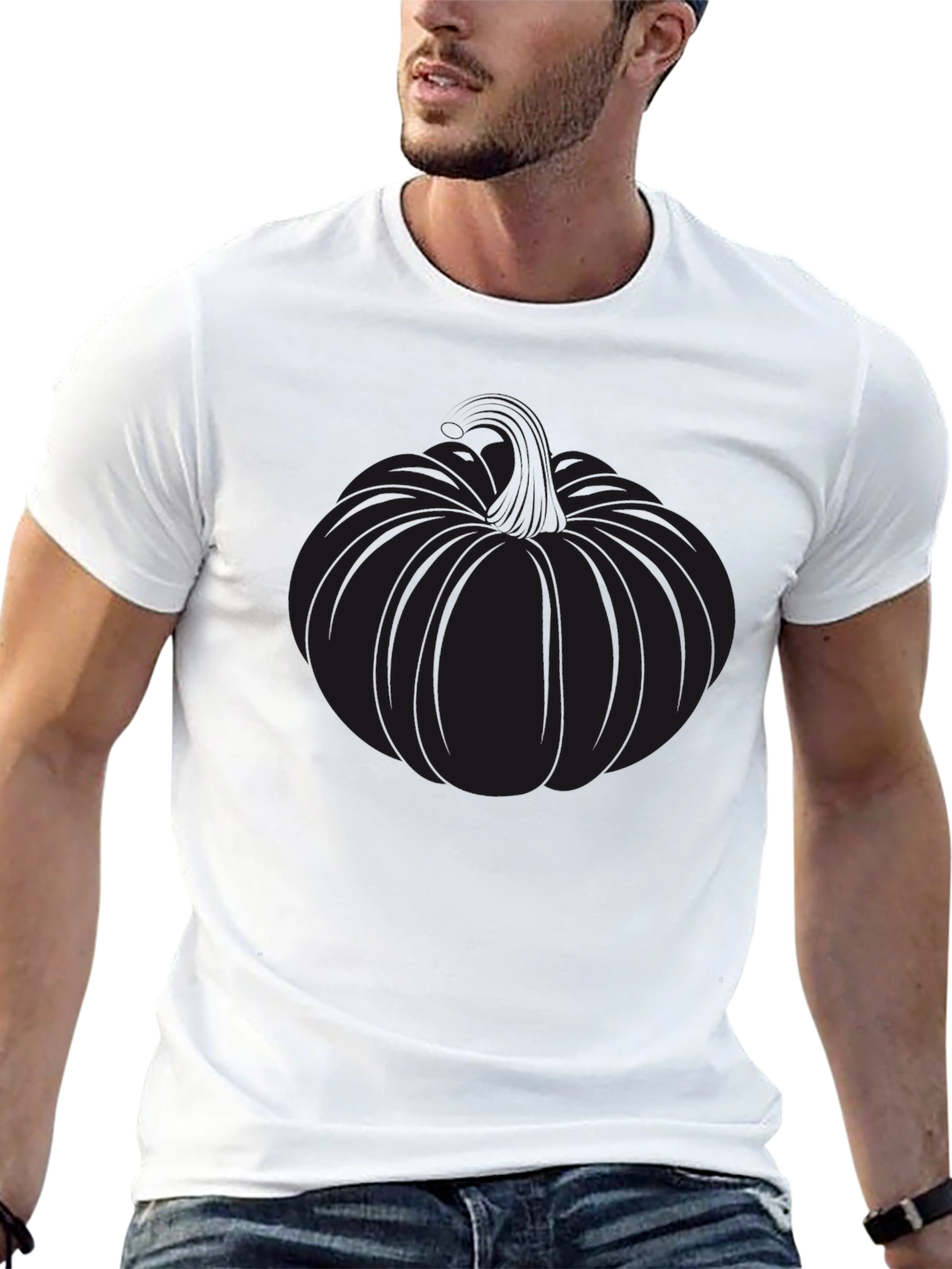 Mens Black Pumpkin Graphic Tee - Halloween Style