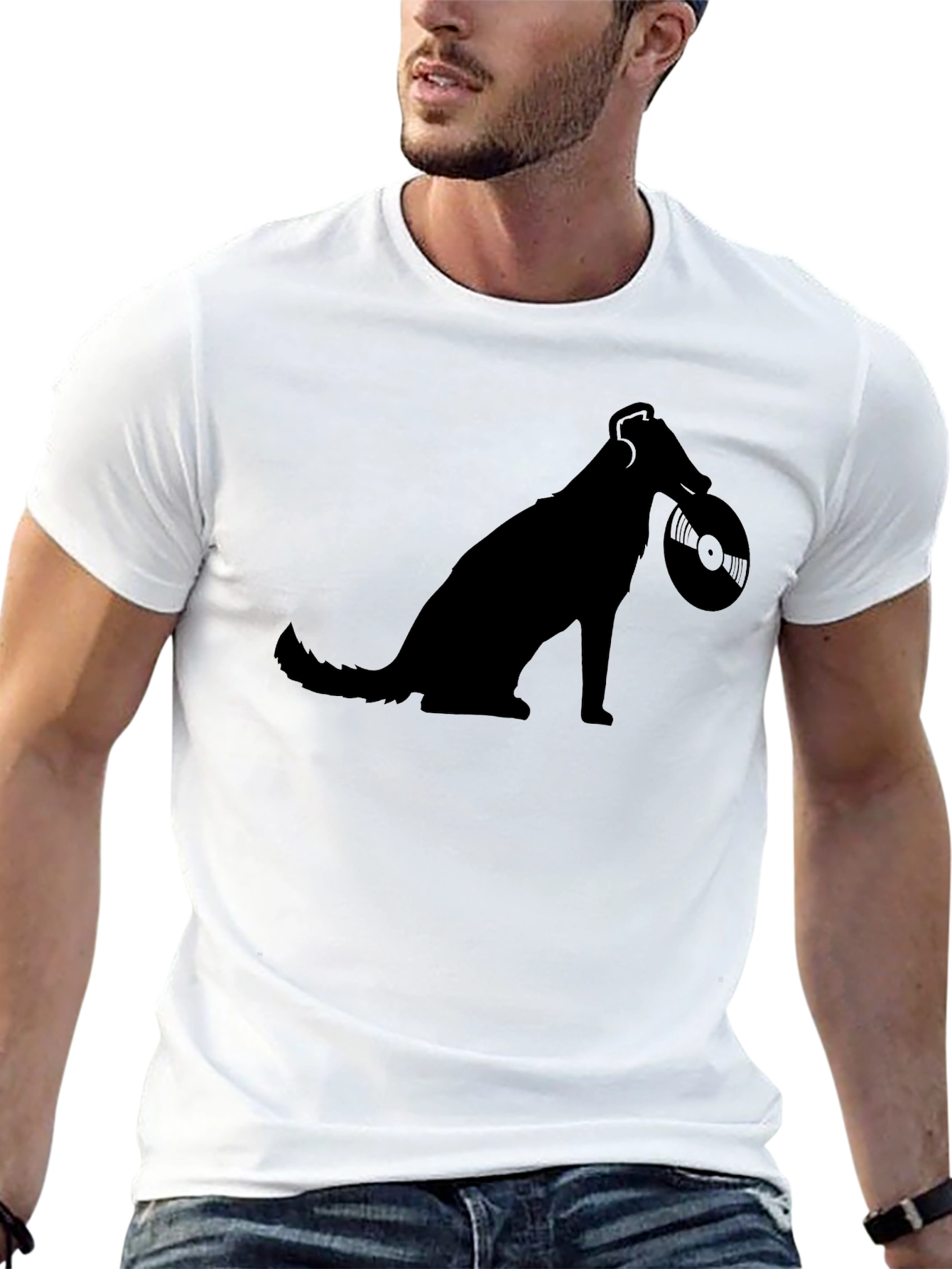 Dog DJ Black T-Shirt - Music Lover Tee