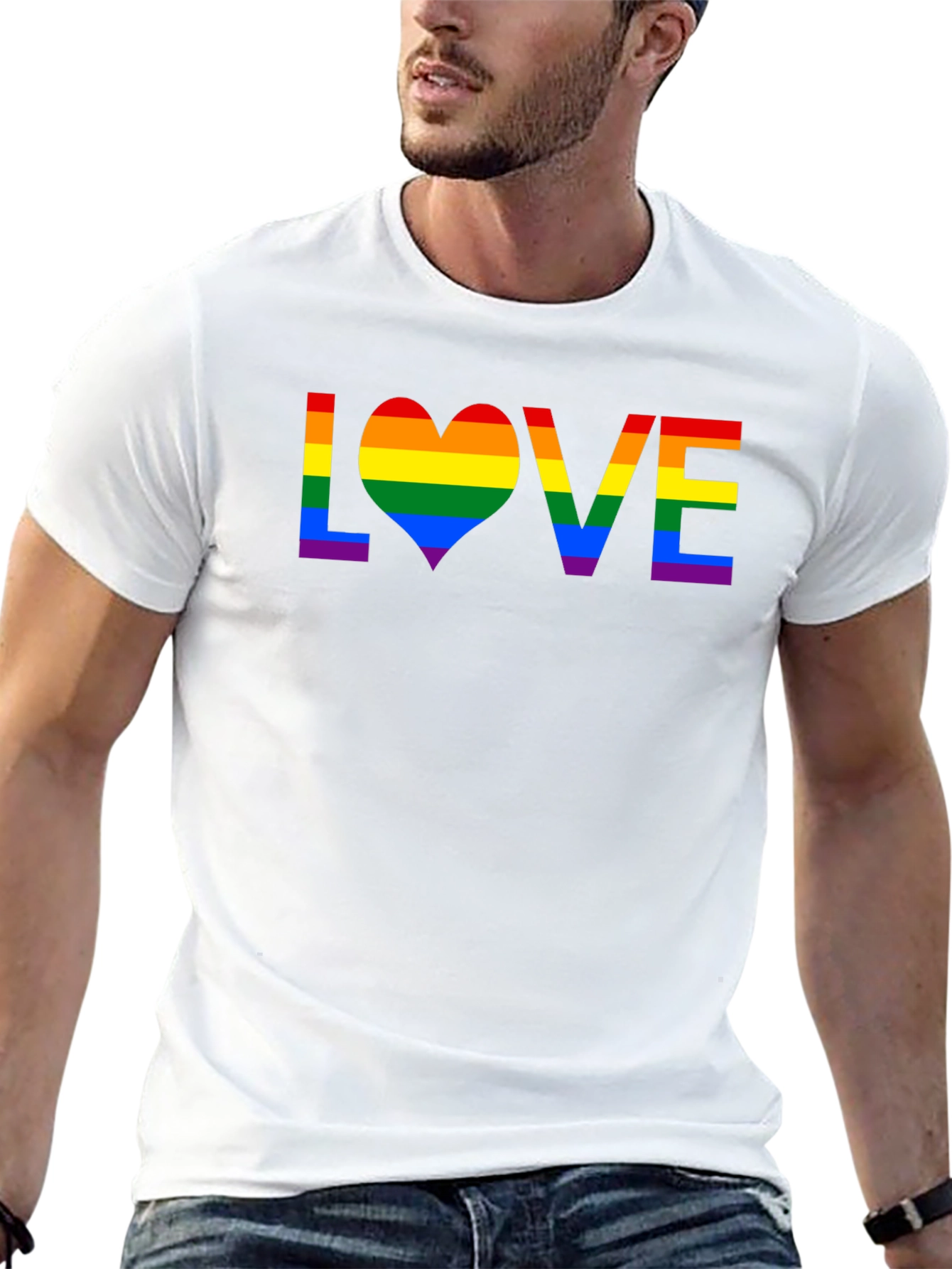 LGBTQ Pride LOVE Rainbow Graphic T-Shirt