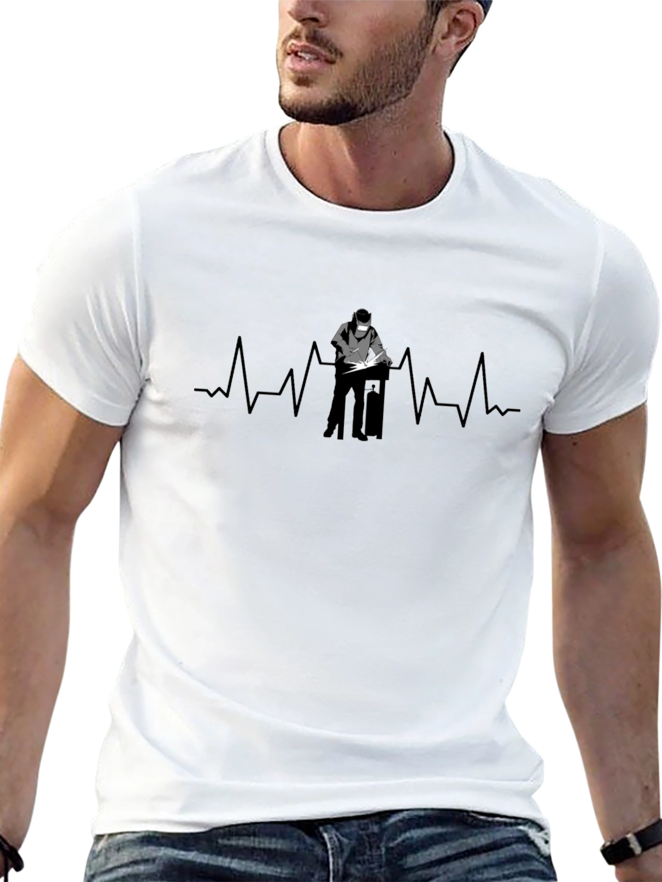 Welder Heartbeat Graphic Tee - Black
