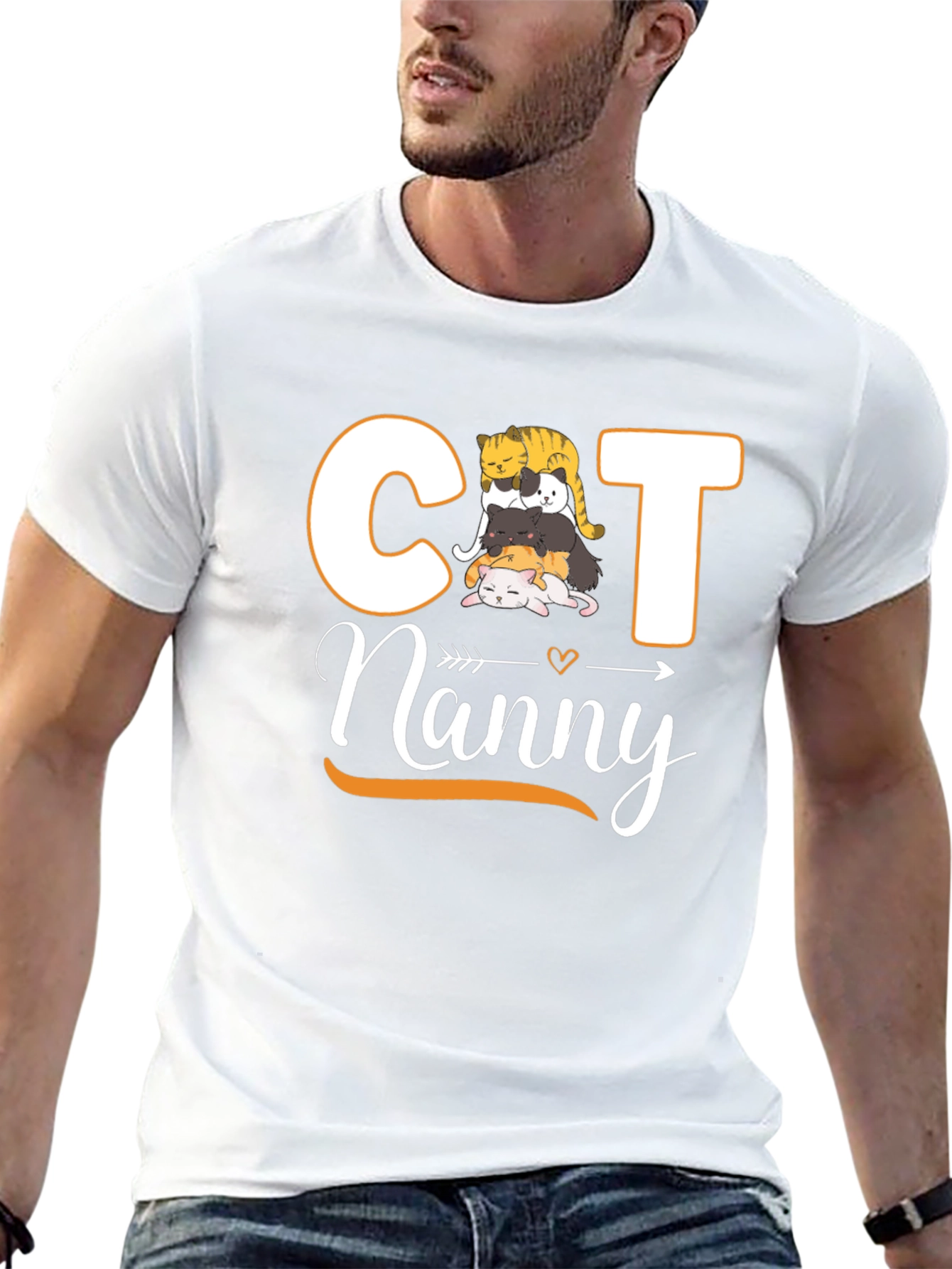 Cat Nanny T-Shirt - Cute Stacked Cats Design