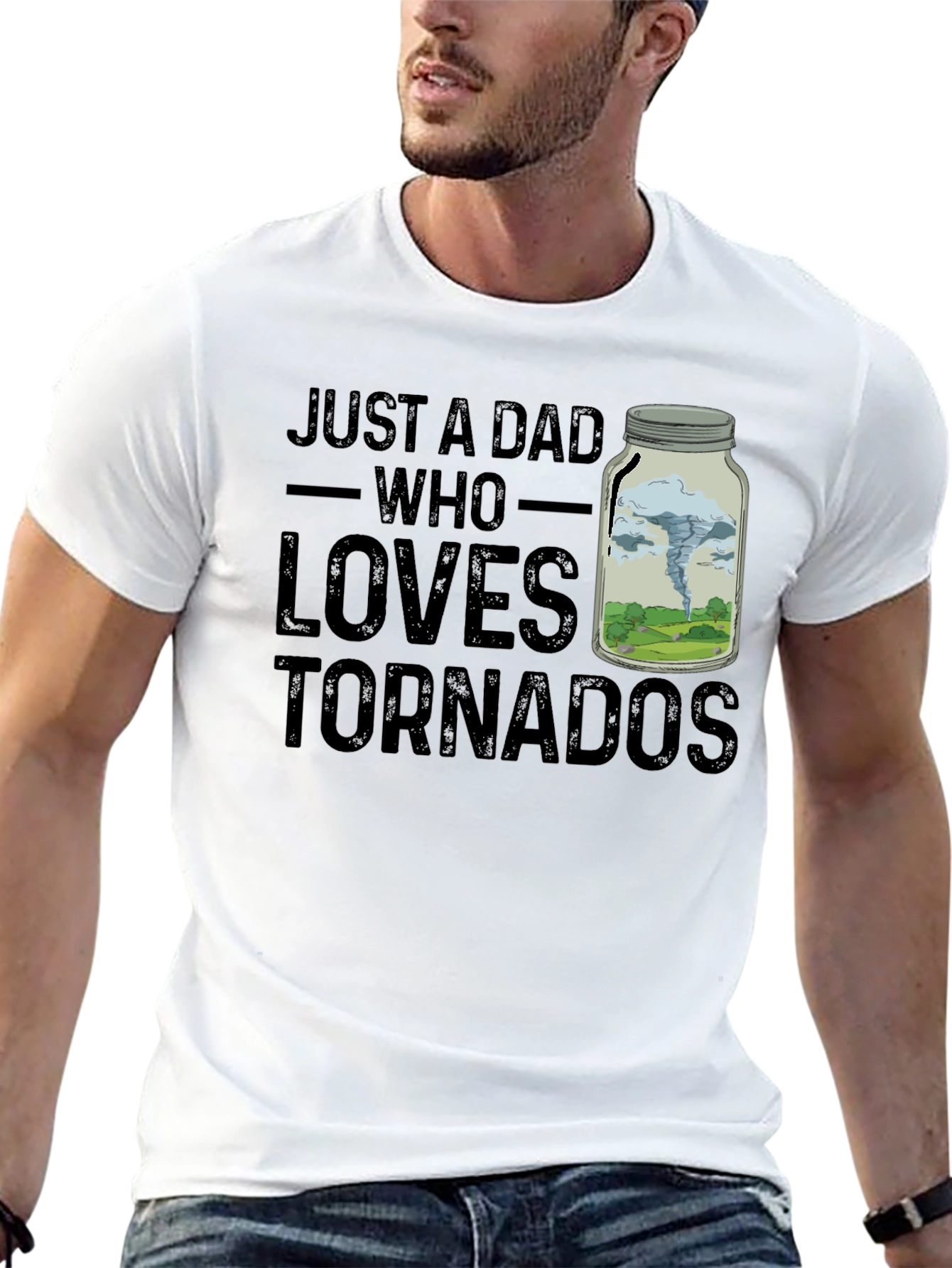 Just A Dad Who Loves Tornadoes Novelty T-Shirt