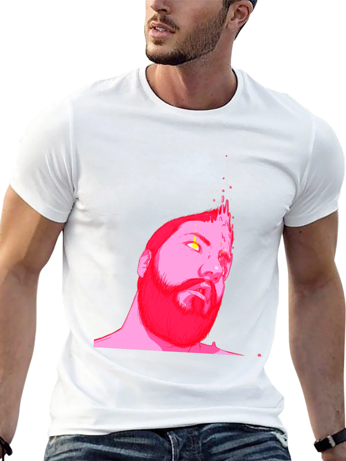 Abstract Pink Portrait Black T-Shirt