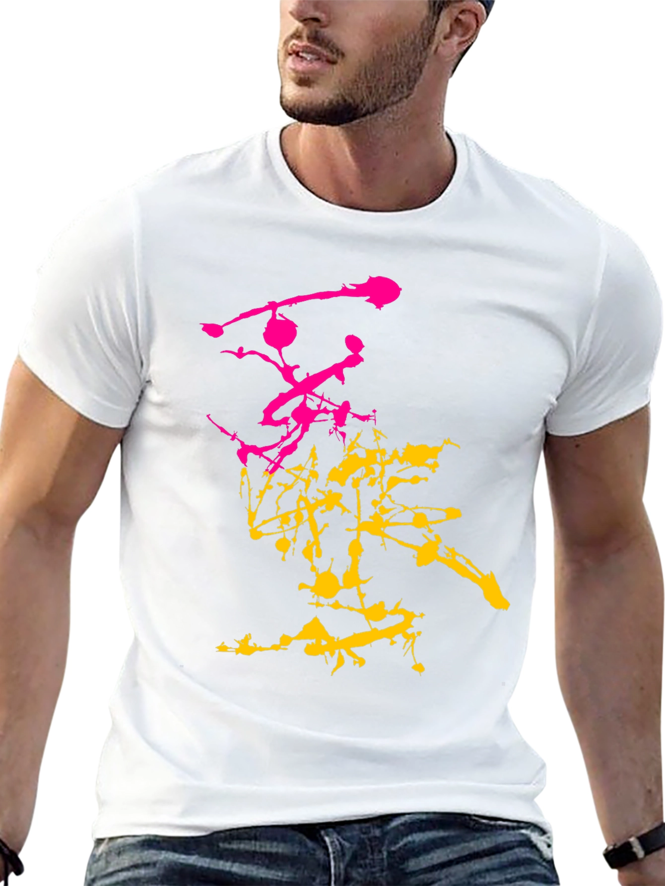 Abstract Splatter Graphic Mens Black T-Shirt