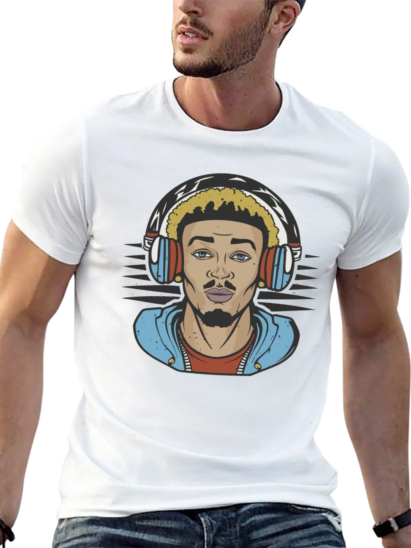 Cool Graphic T-Shirt with Man Wearing Headphones