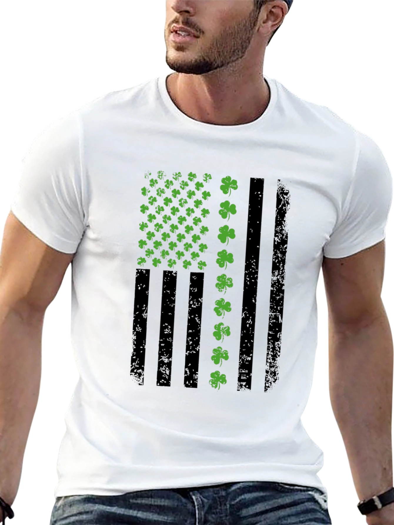 St. Patricks Day American Flag Shamrock T-Shirt