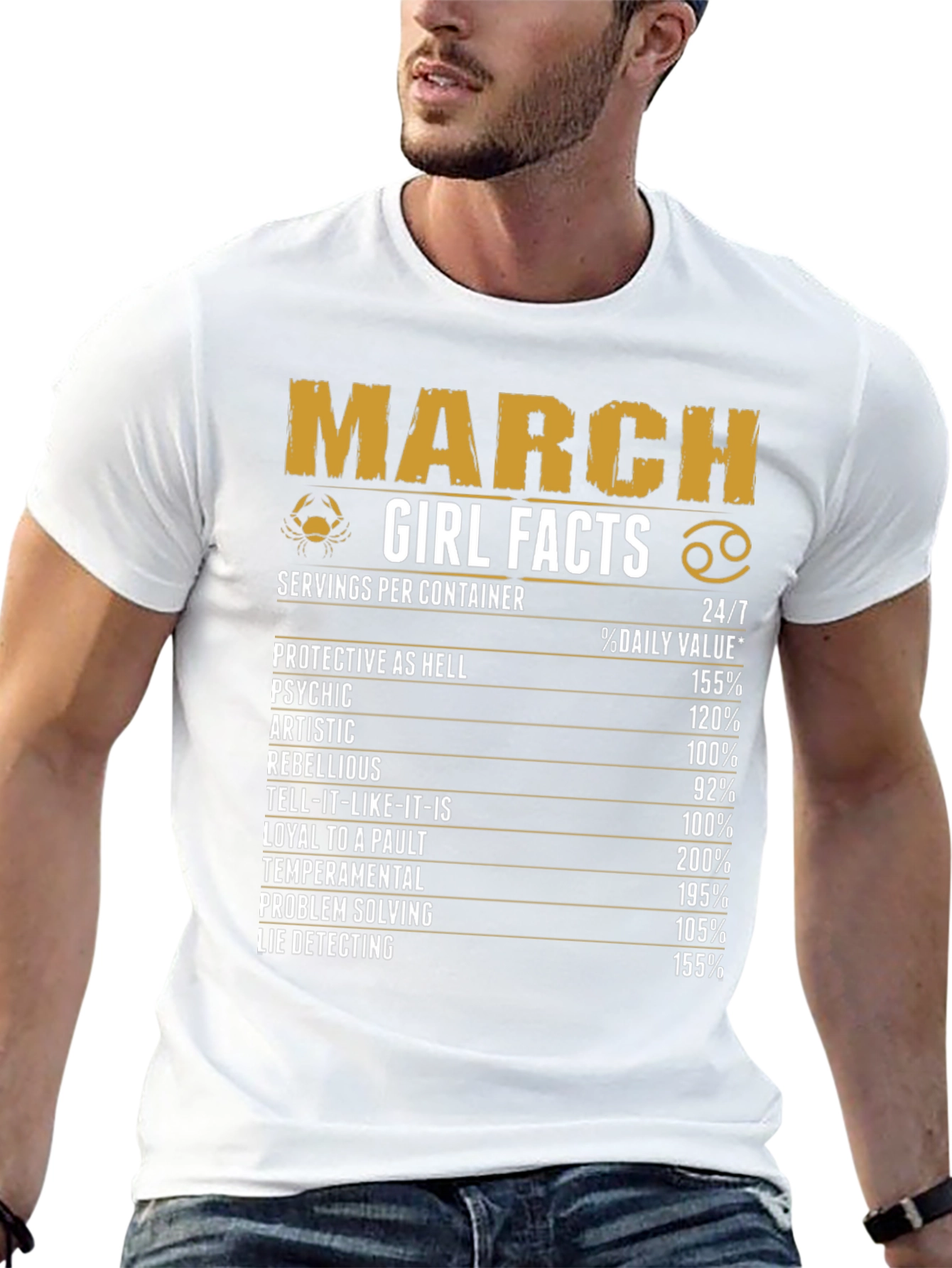 March Girl Facts Black Graphic T-Shirt
