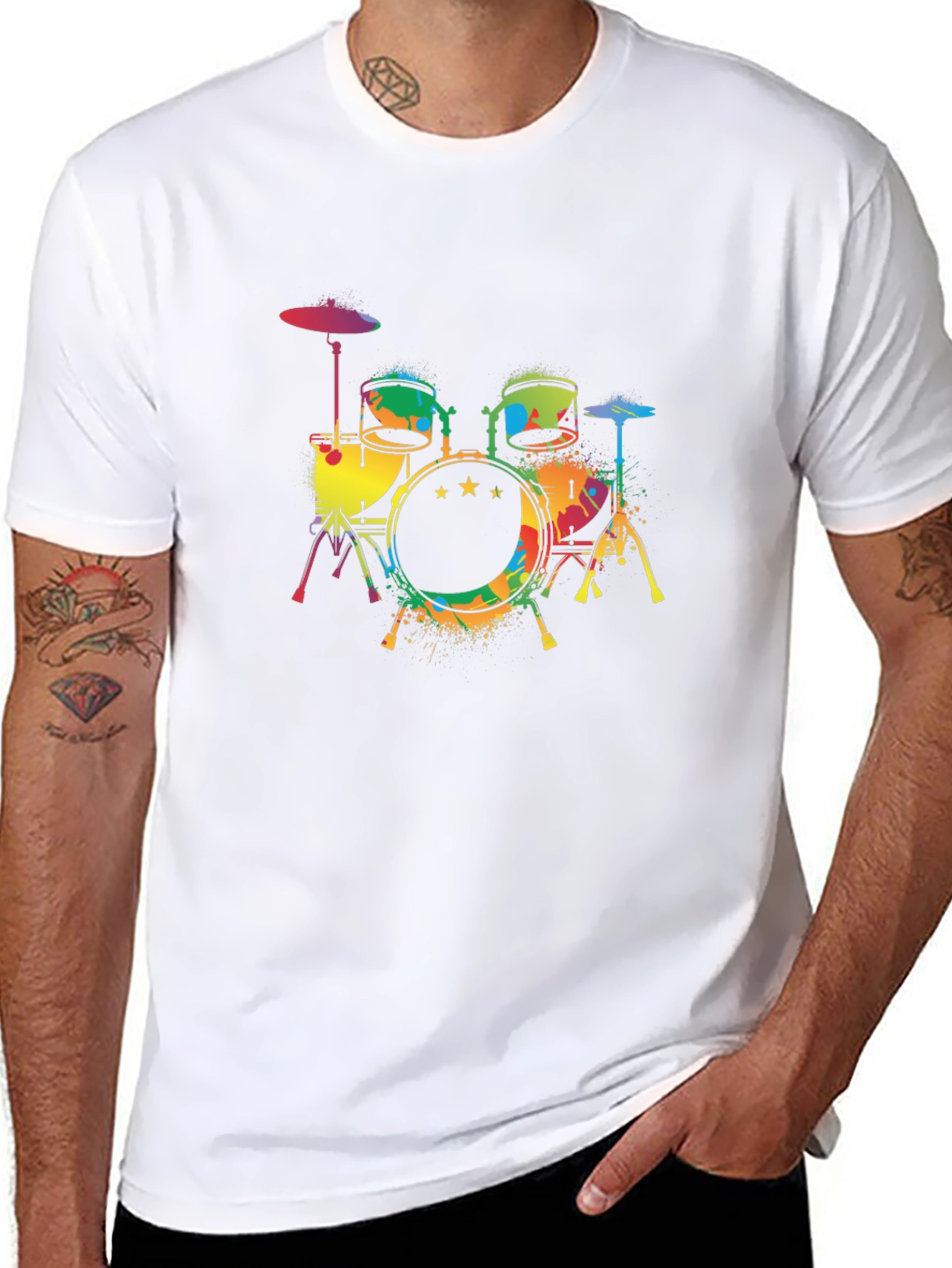 Colorful Drums Graphic T-Shirt