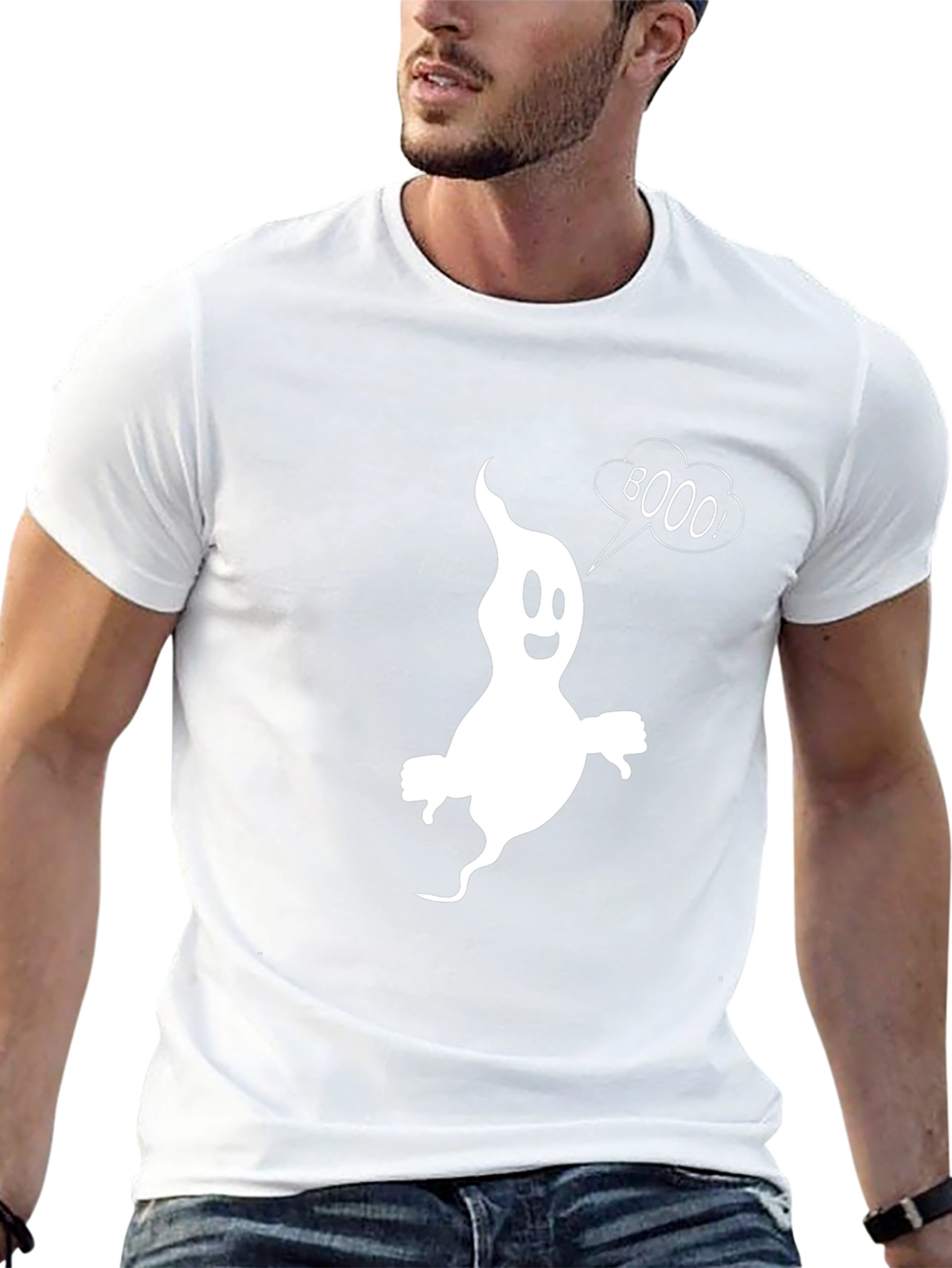 Boo Ghost Graphic T-Shirt - Black Cotton Tee
