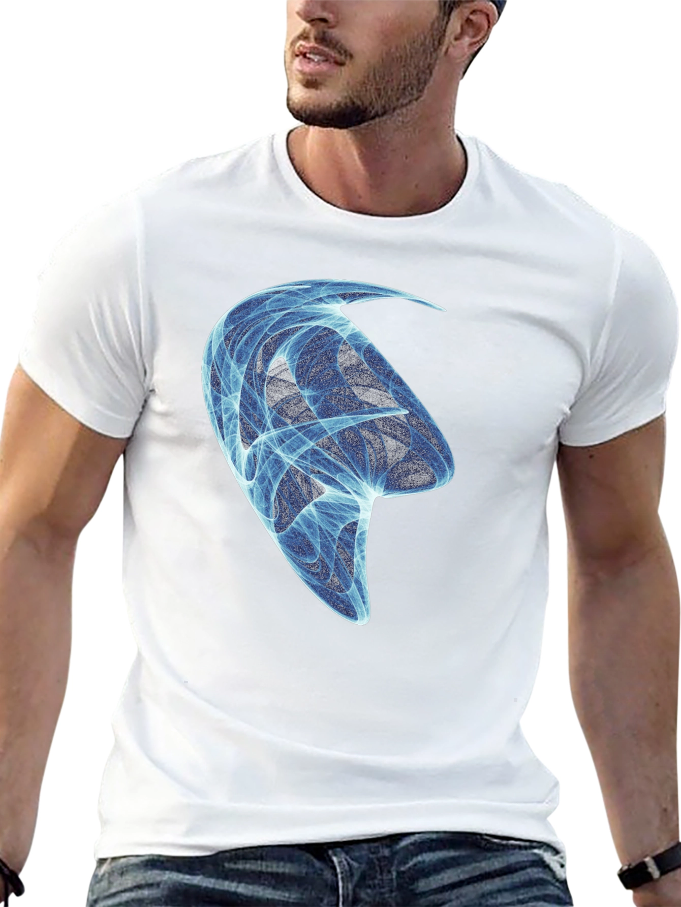 Abstract Blue Design Black T-Shirt