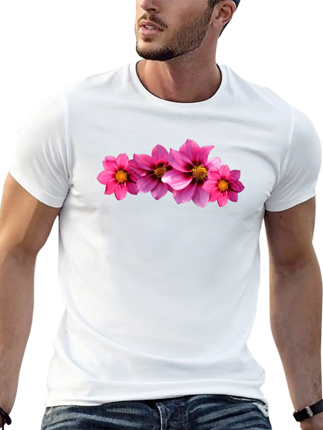 Black Tee with Floral Print